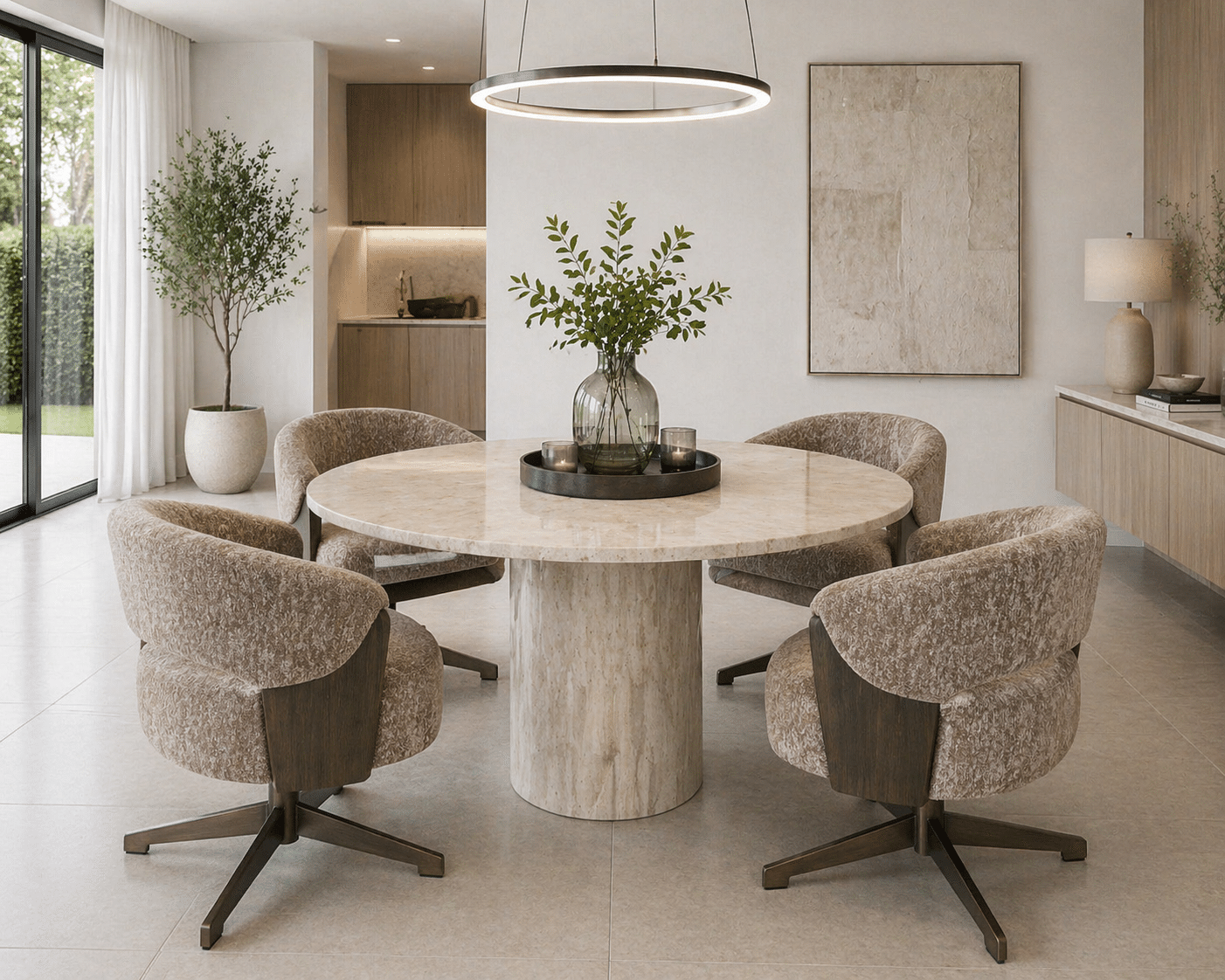 Richmond interiors eetkamerstoel Pollux draaibaar met arm sand