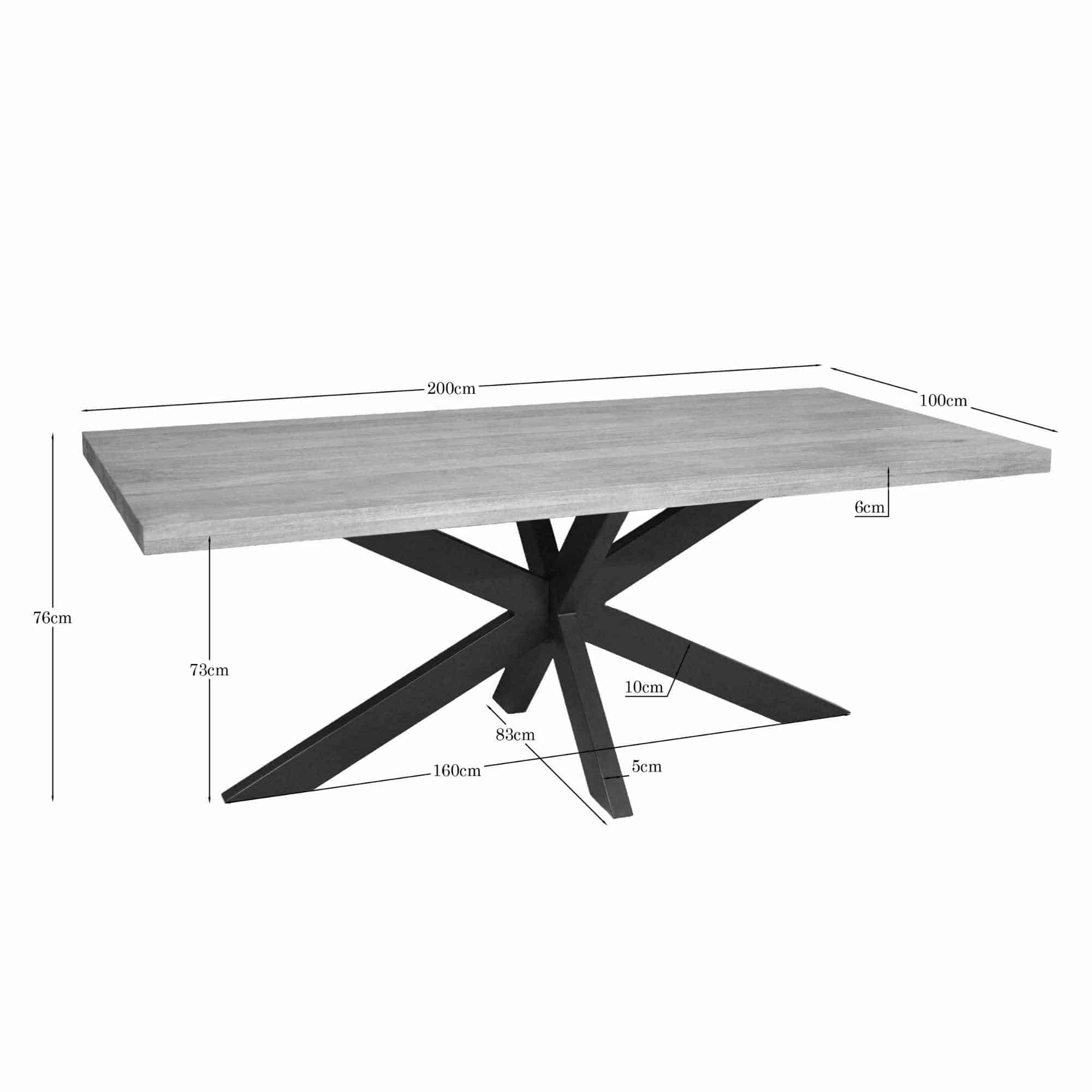 Starfurn Rechthoekige eettafel Dakota Naturel Mangohout 200 cm