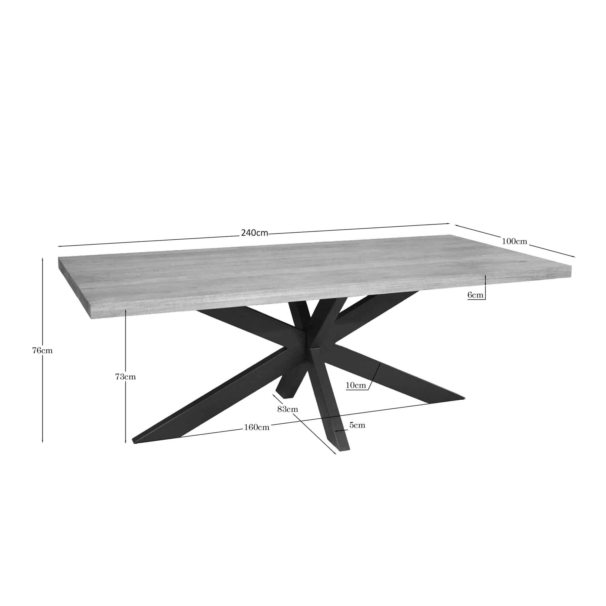 Starfurn Rechthoekige eettafel Dakota Naturel Mangohout 240 cm