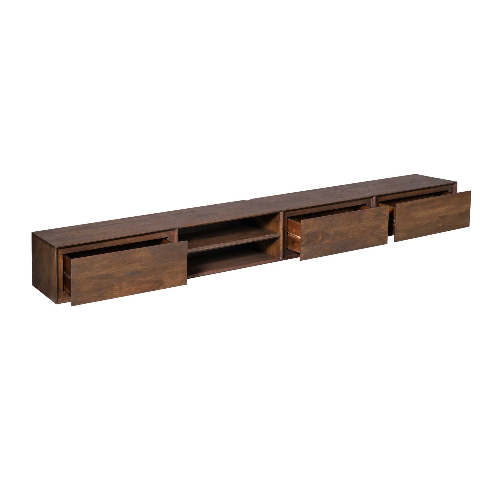 Starfurn Zwevend tv meubel Ambiance Bruin Mangohout 280 cm