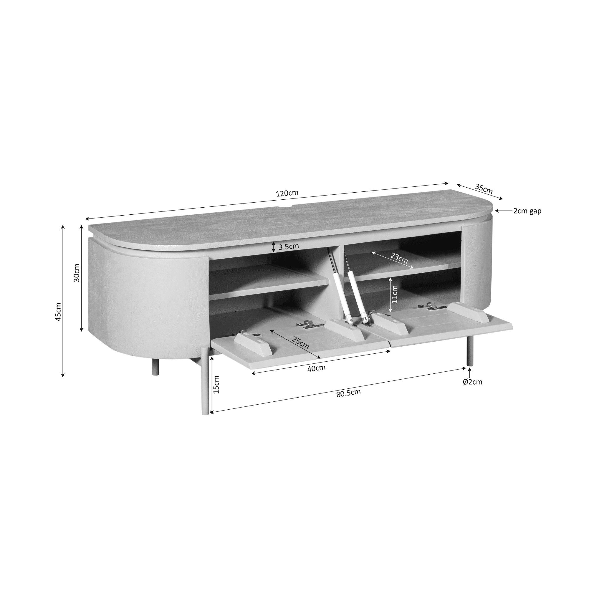 Starfurn tv meubel Excellent naturel 120x35x30 cm mangohout