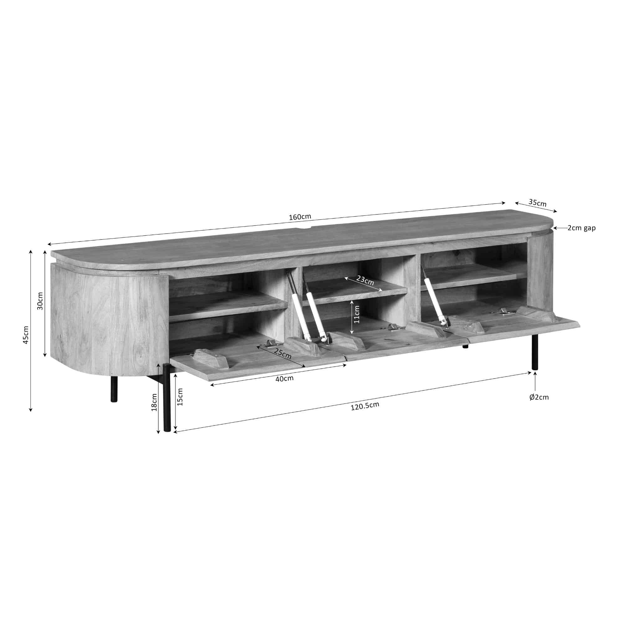 Starfurn tv meubel Excellent naturel 160x35x30 cm mangohout