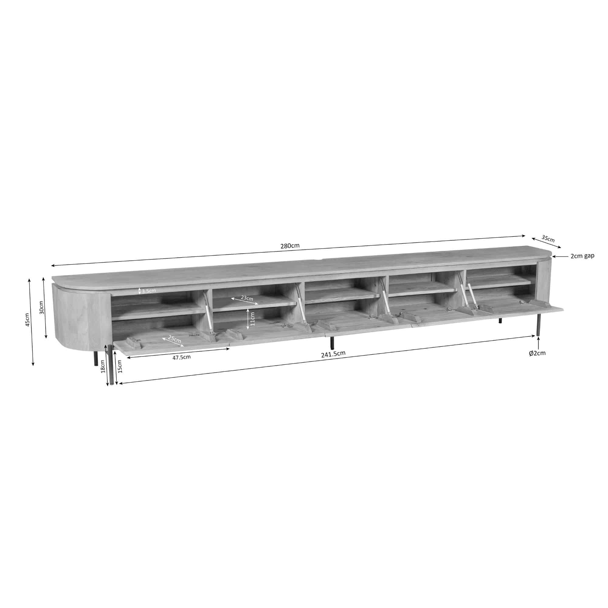 Starfurn tv meubel Excellent naturel 280x35x30 cm mangohout