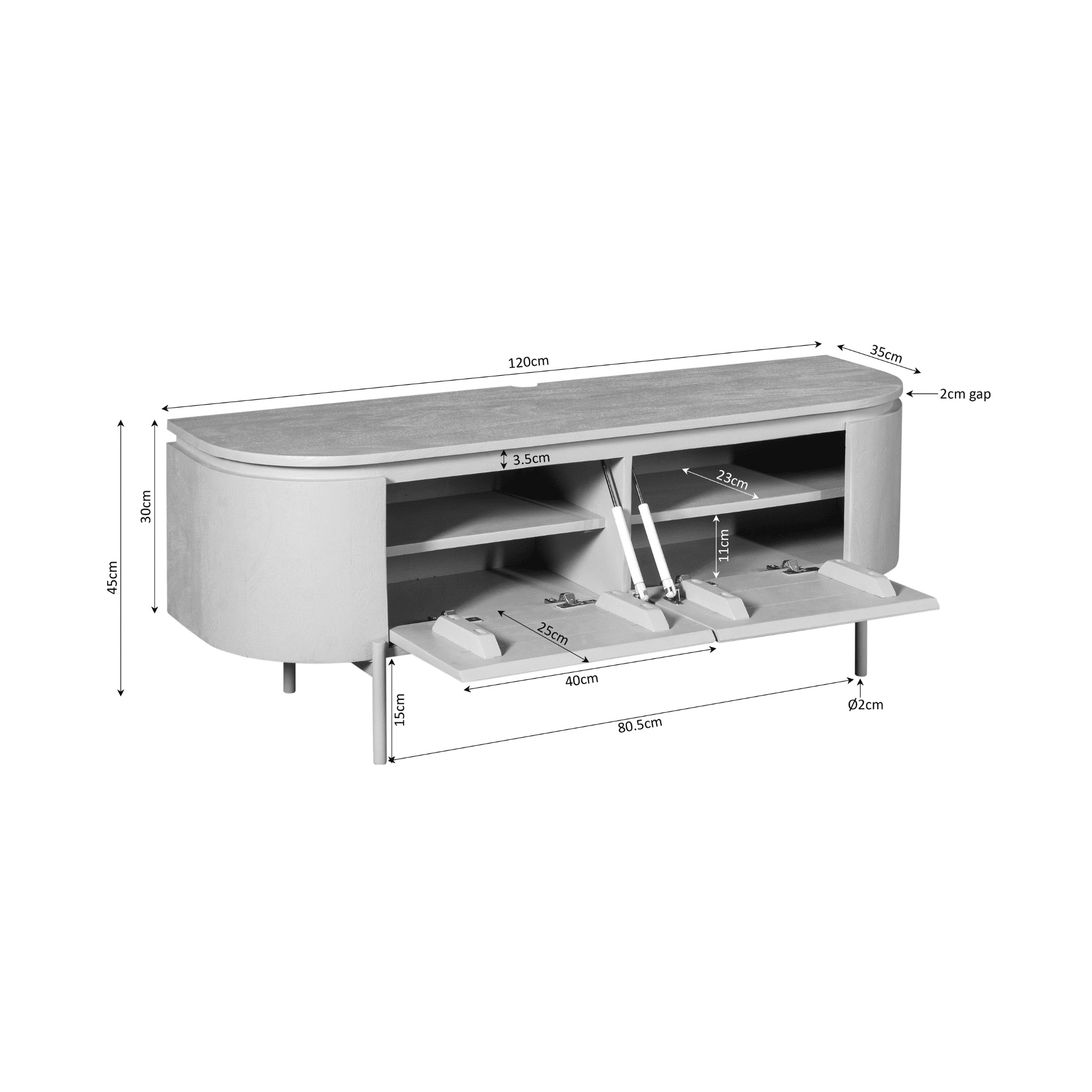 Starfurn tv meubel Excellent zwart 120x35x30 cm mangohout