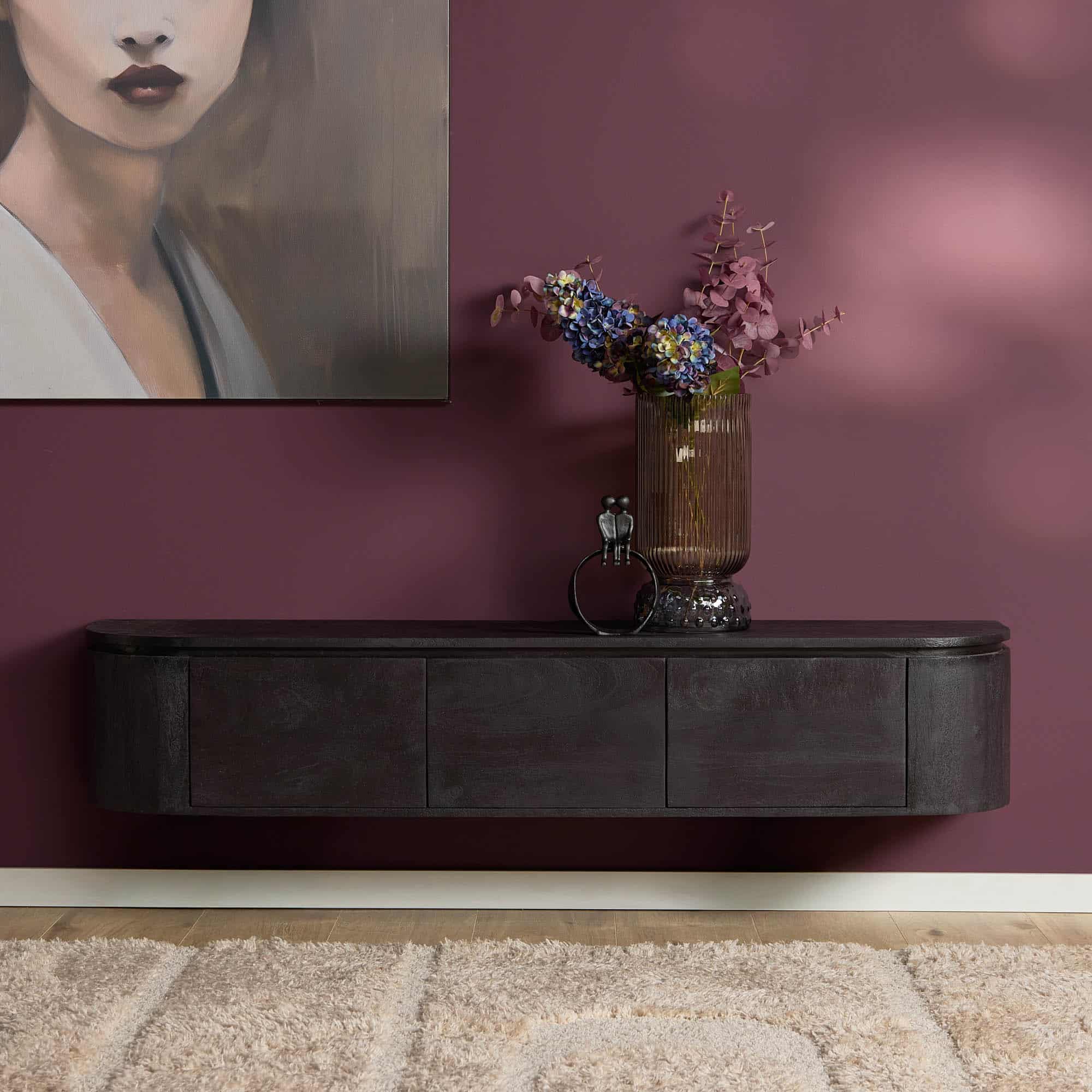 Starfurn tv meubel Excellent zwart 160x35x30 cm mangohout