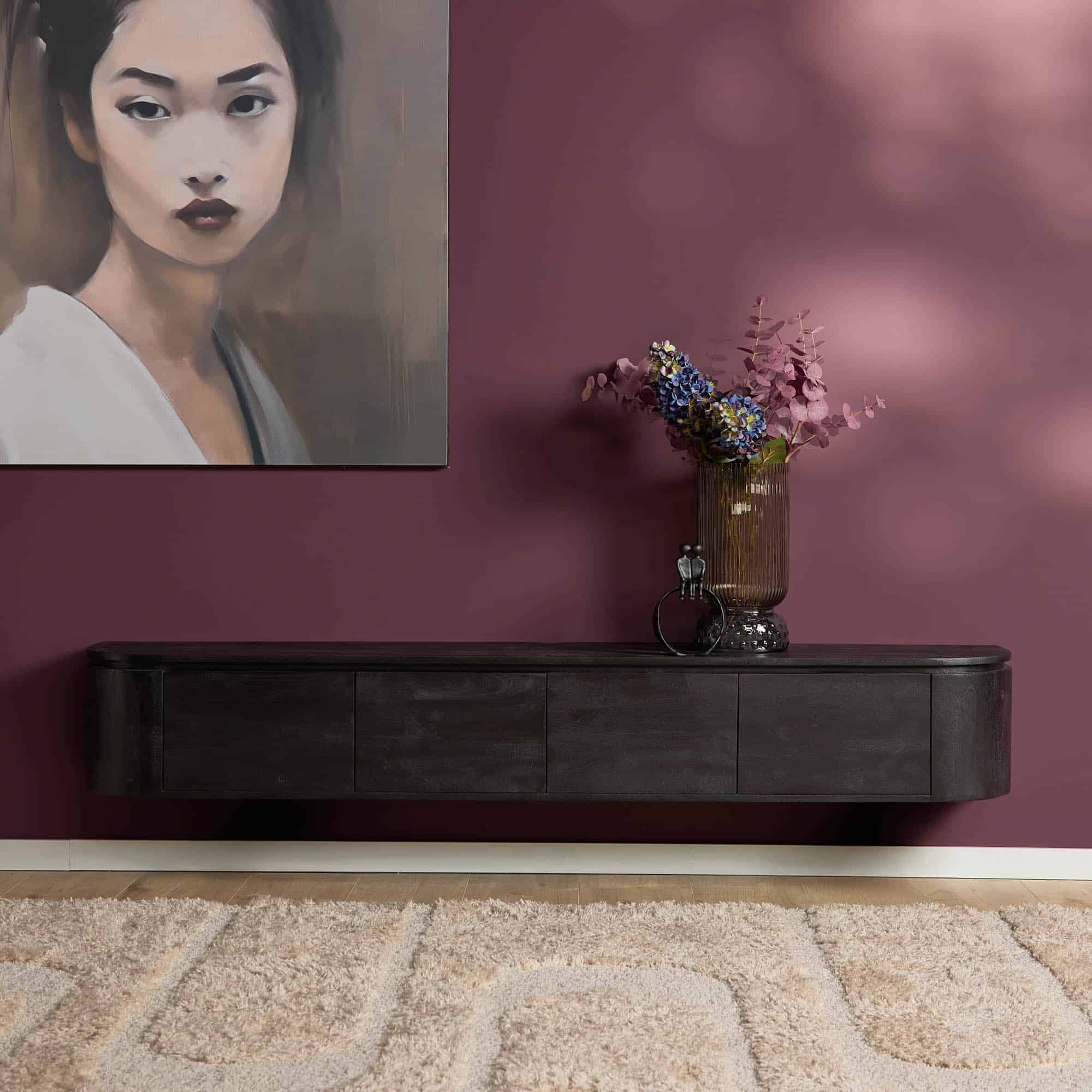 Starfurn tv meubel Excellent zwart 200x35x30 cm mangohout