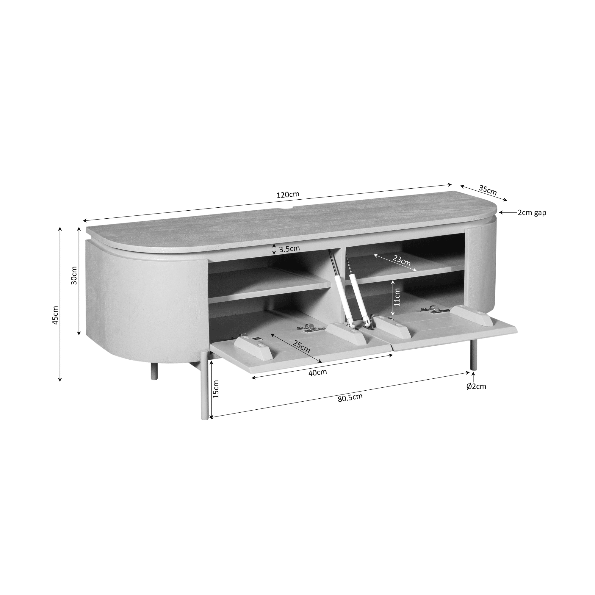Starfurn tv meubel Excellent zand 120x35x30 cm mangohout