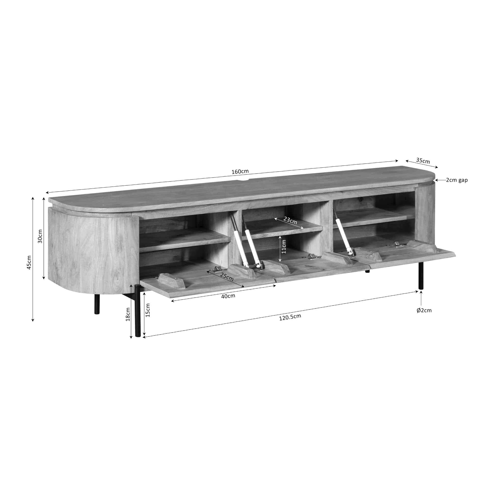 Starfurn tv meubel Excellent zand 160x35x45 cm mangohout