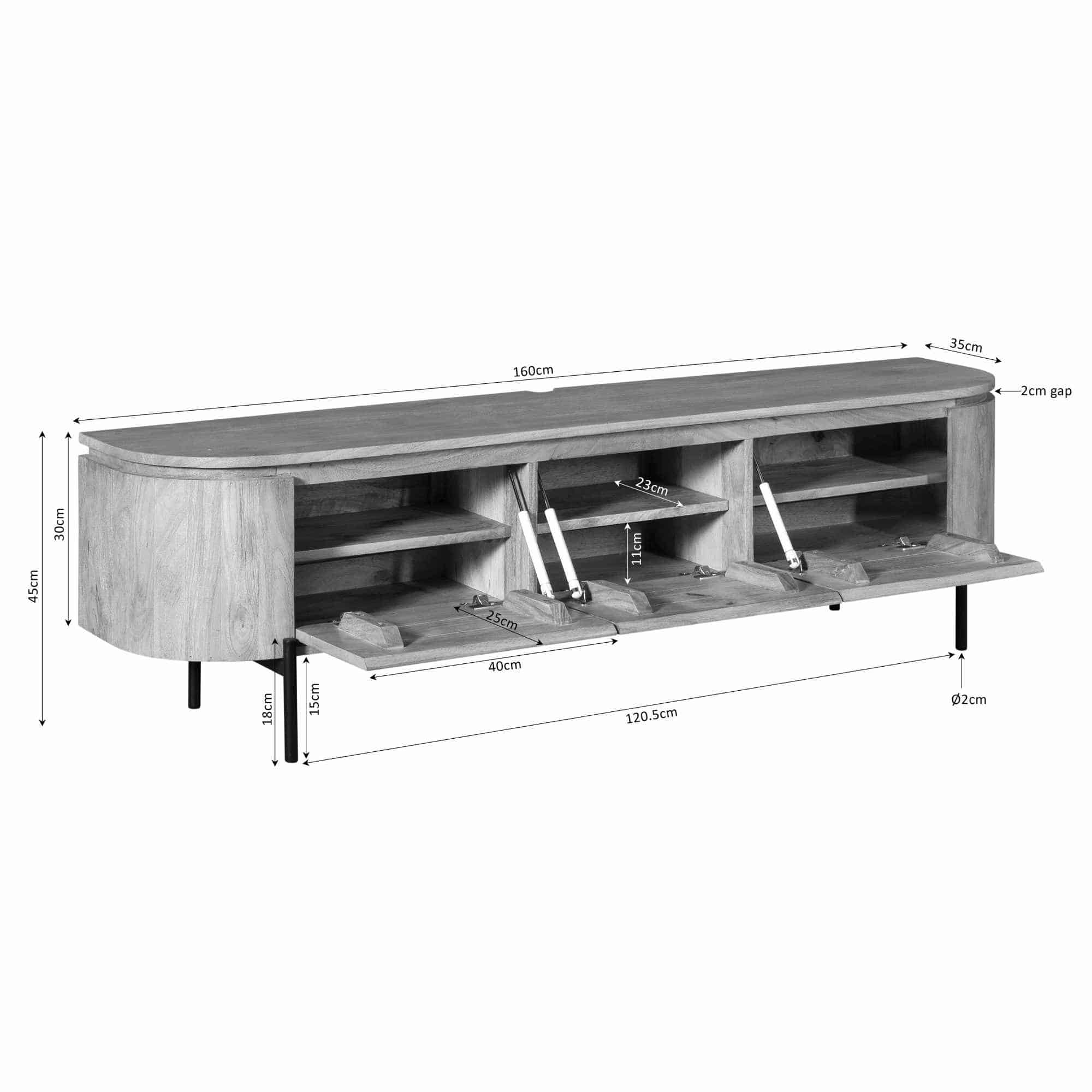 Starfurn tv meubel Excellent taupe 160x35x45 cm mangohout