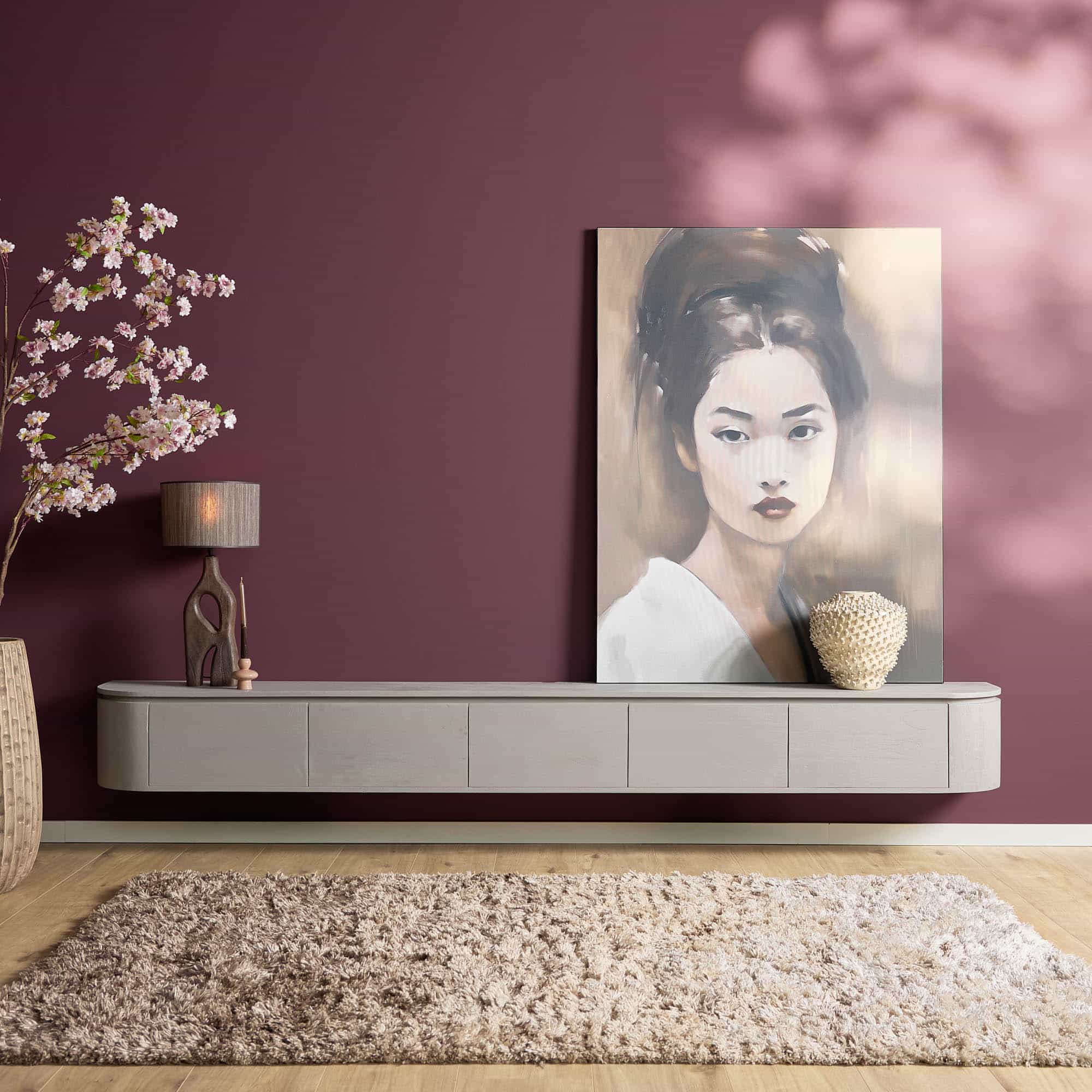 Starfurn tv meubel Excellent taupe 280x35x30 cm mangohout