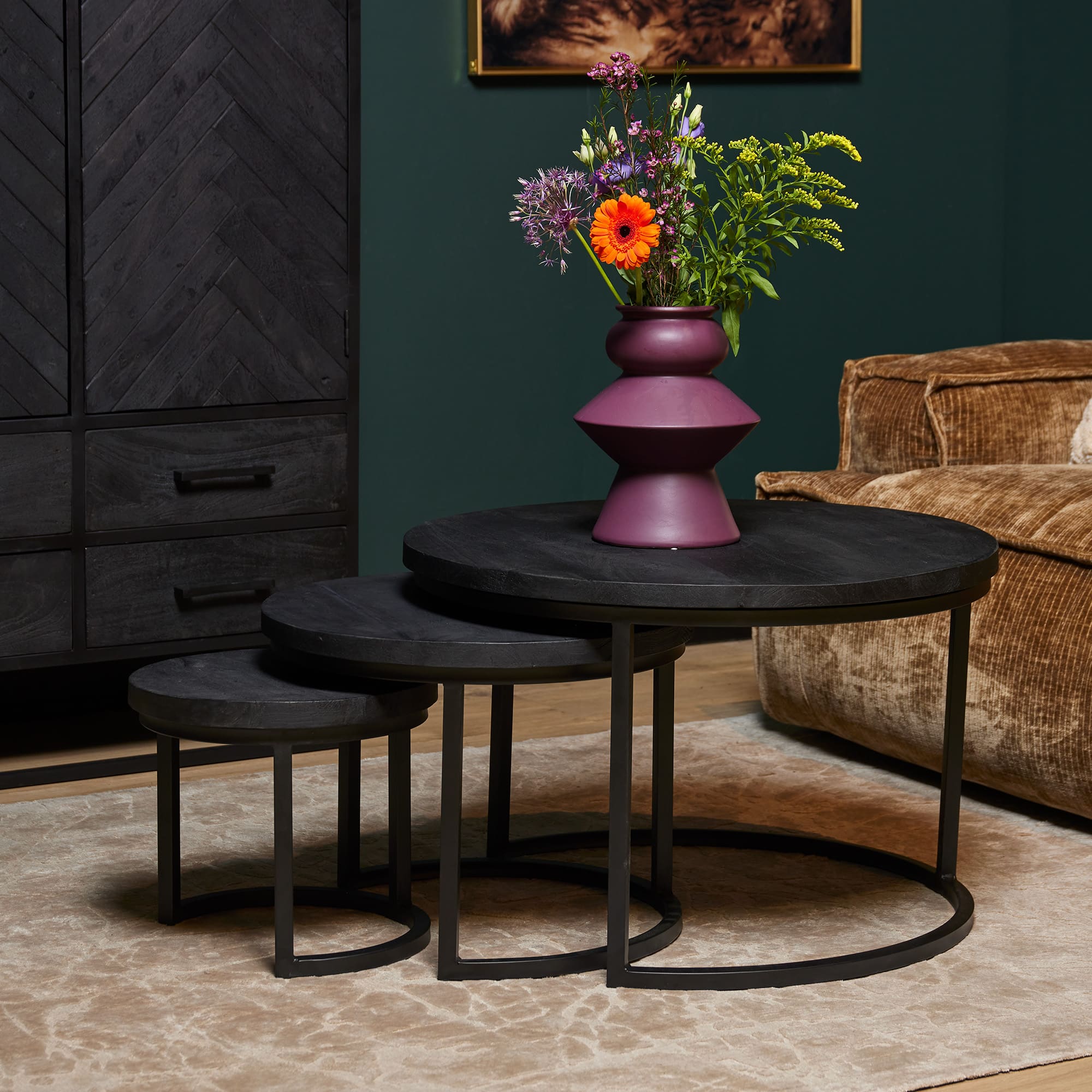 Starfurn Salontafel Triole All Black | 70 cm | Set van 3