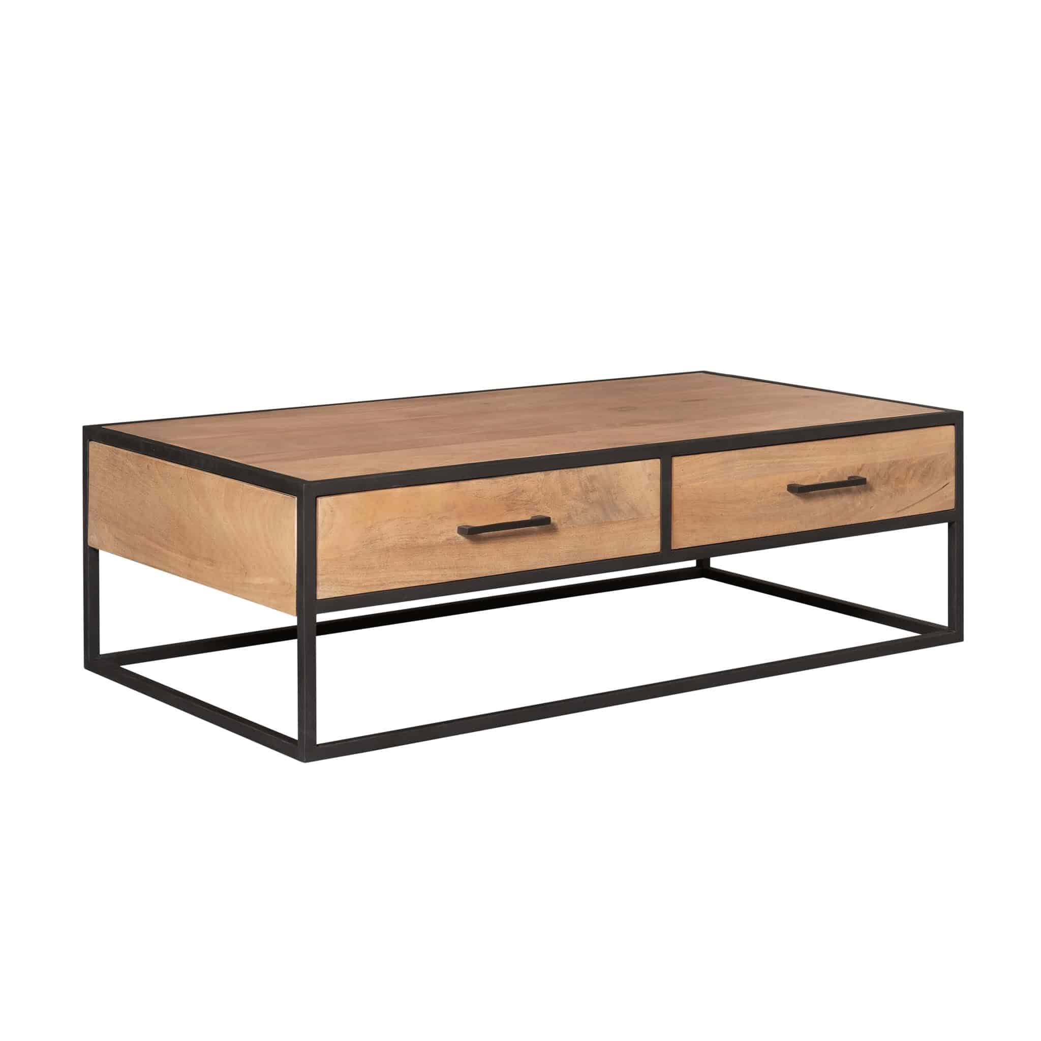 Starfurn Rechthoekige salontafel Dakota met lades Naturel Mangohout 130 cm