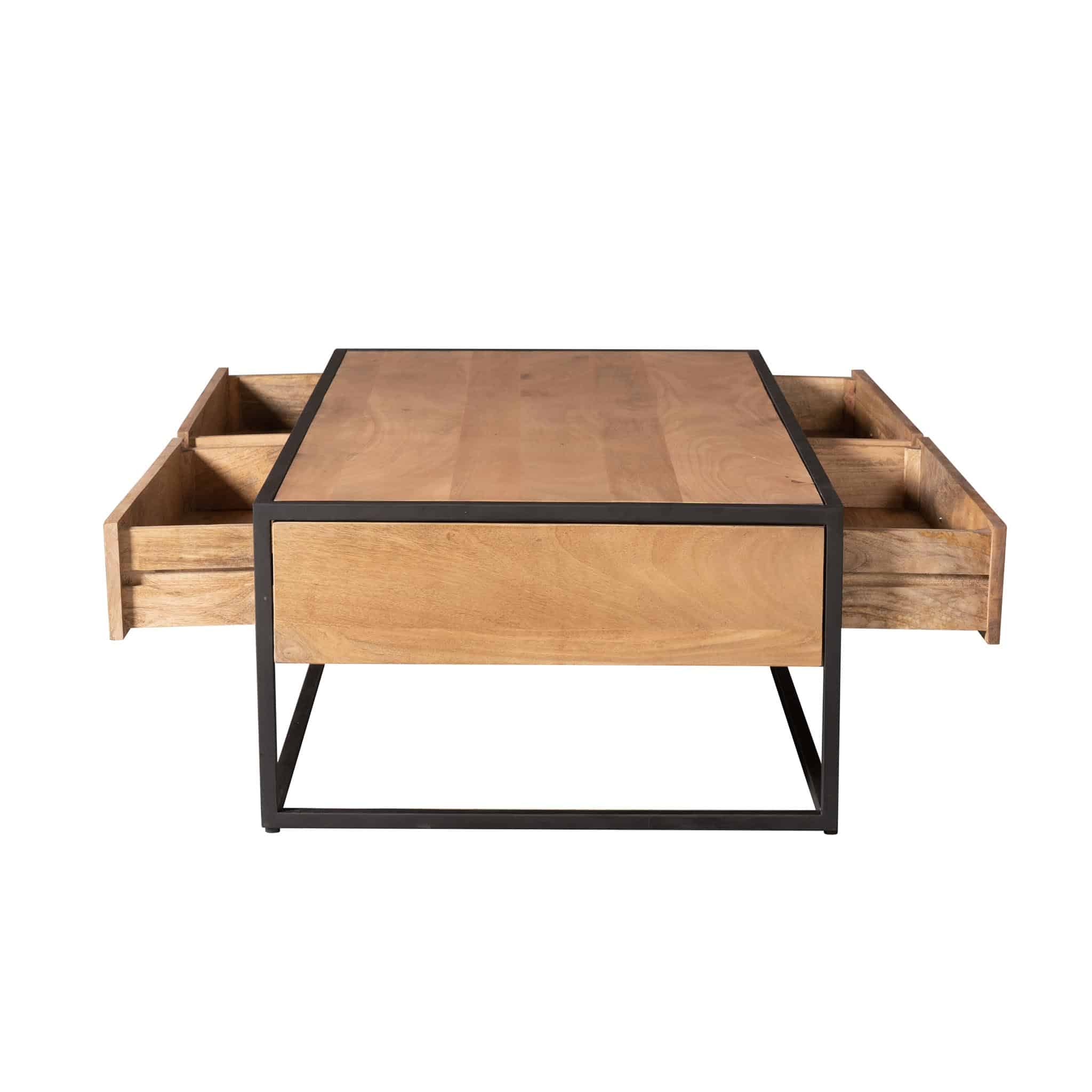 Starfurn Rechthoekige salontafel Dakota met lades Naturel Mangohout 130 cm