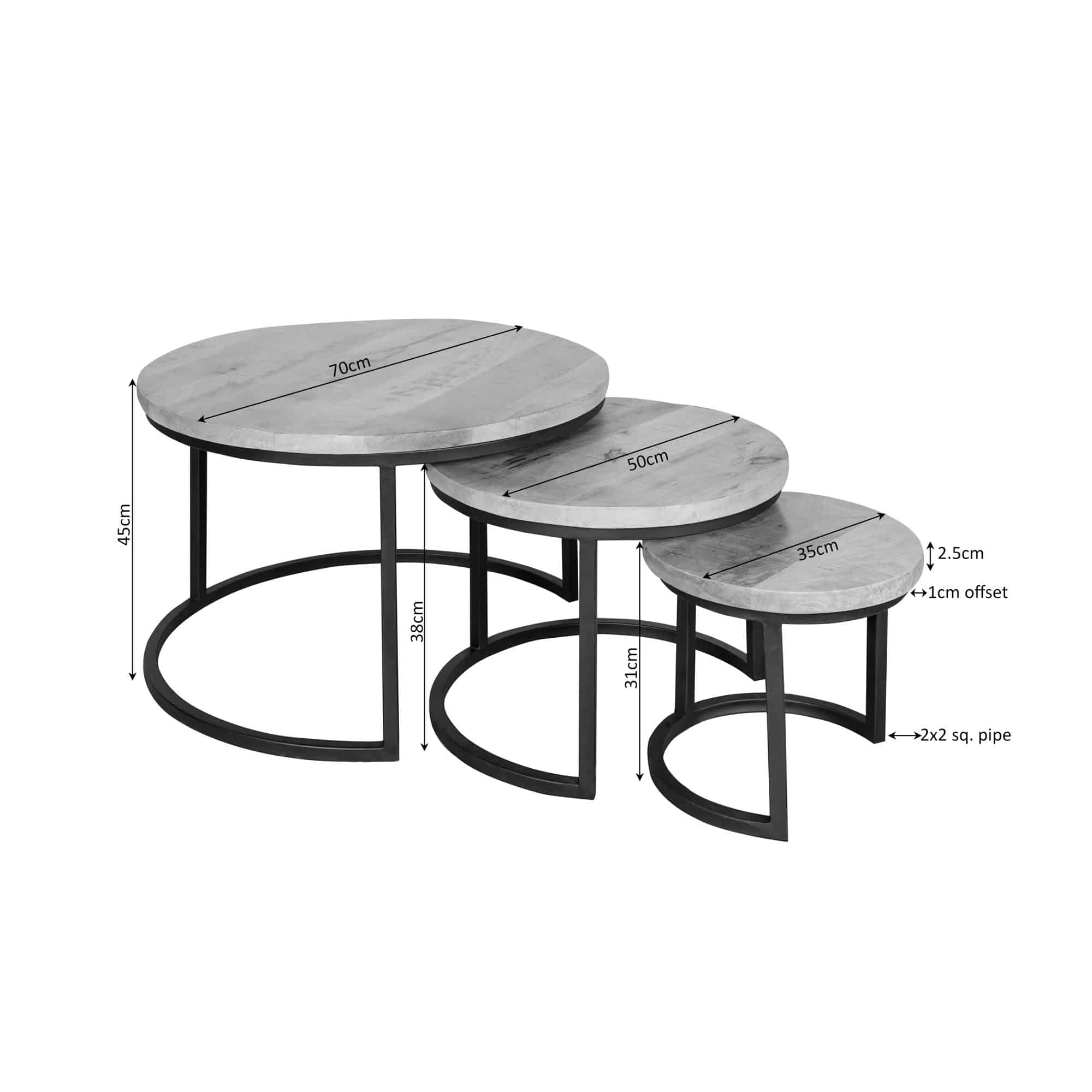 Starfurn Salontafel set Dakota Naturel Mangohout 70 cm