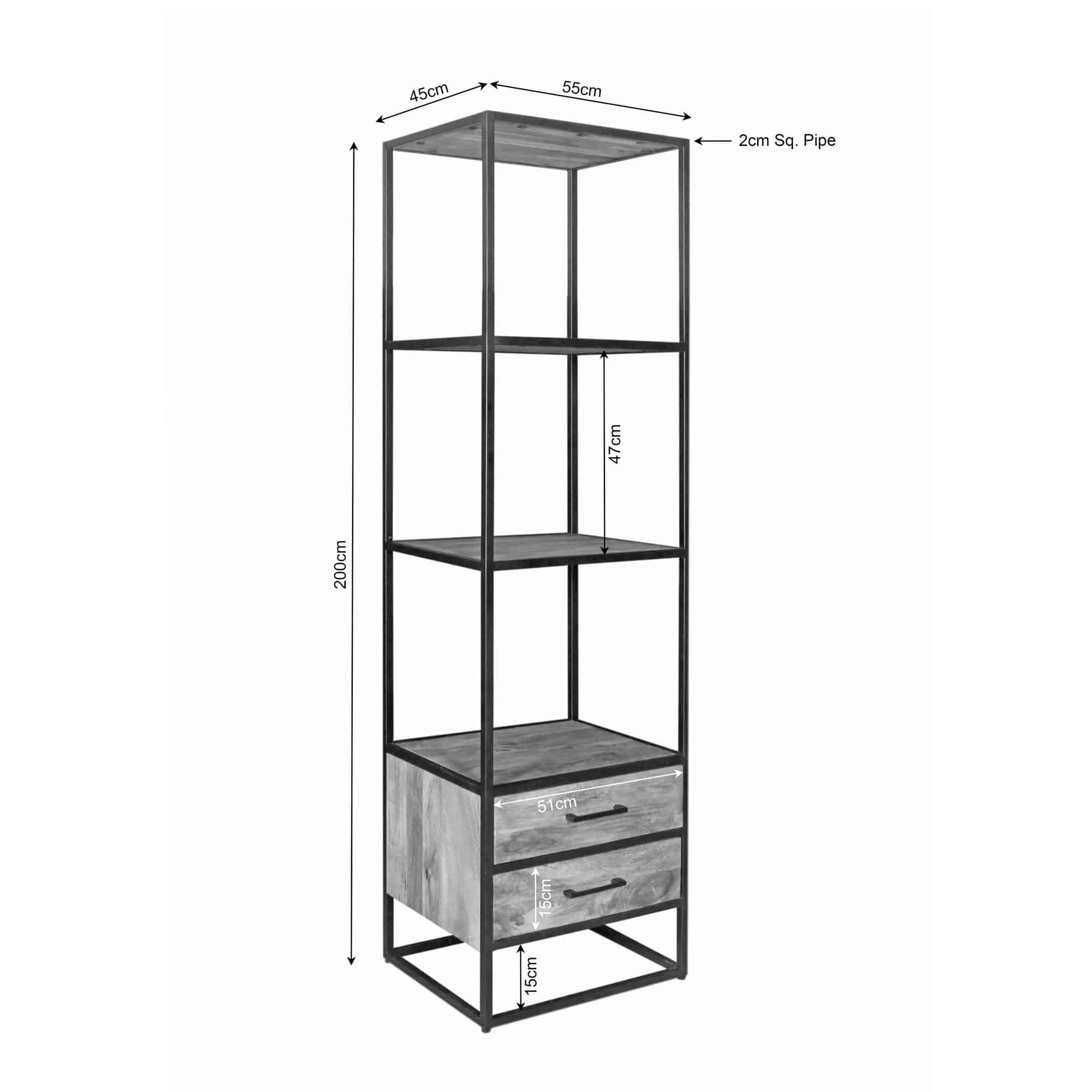 Starfurn Boekenkast Dakota met lades Naturel Mangohout 55 cm