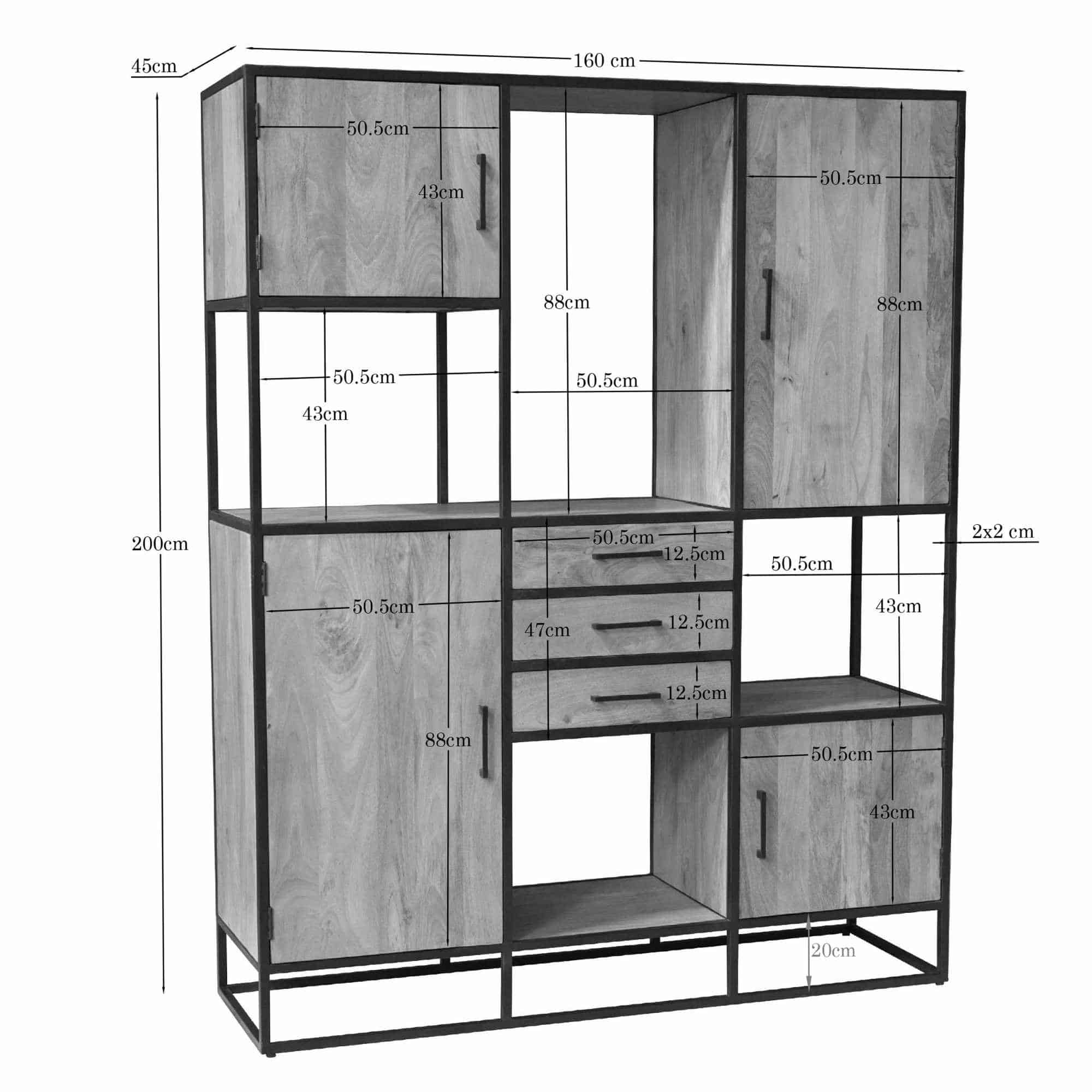 Starfurn Vakkenkast Dakota Supreme XXL Naturel Mangohout 160 cm
