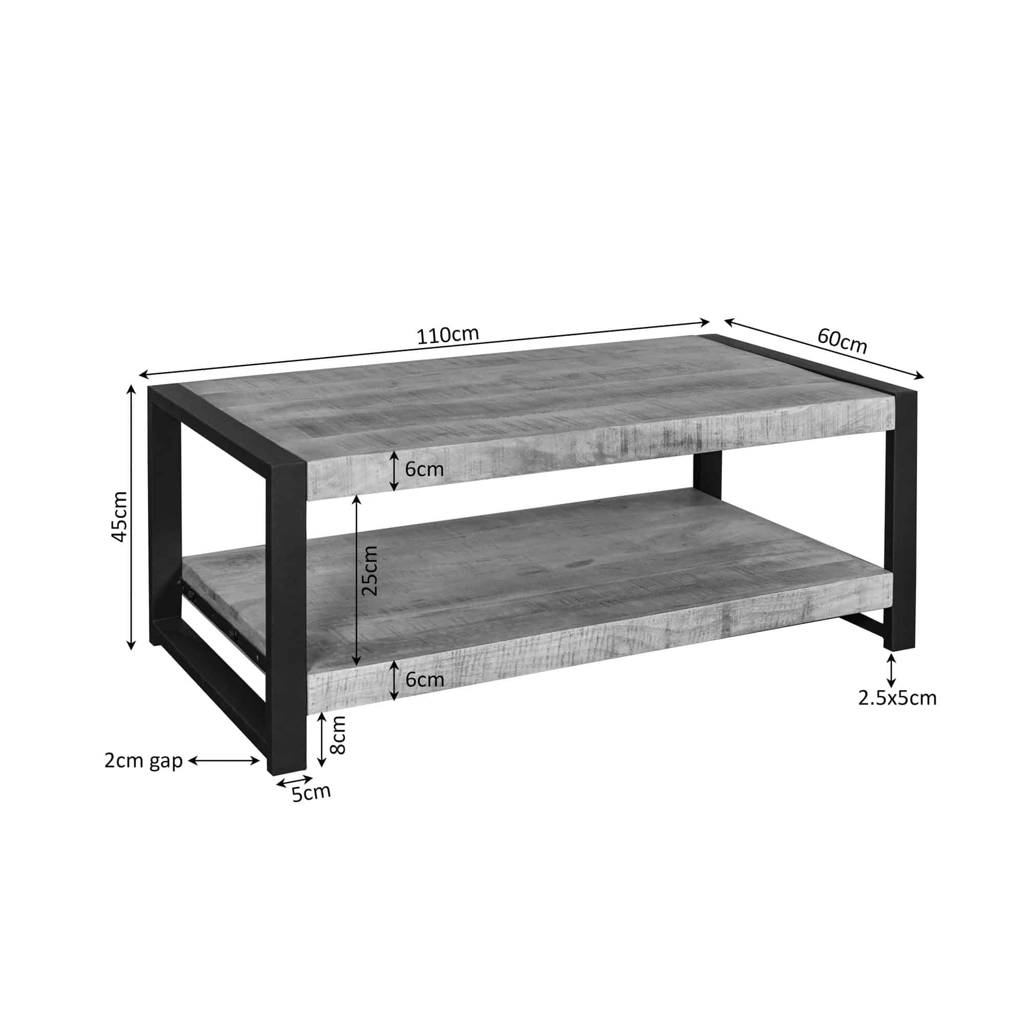 Starfurn Salontafel Britt met onderblad Naturel Mangohout 110 cm