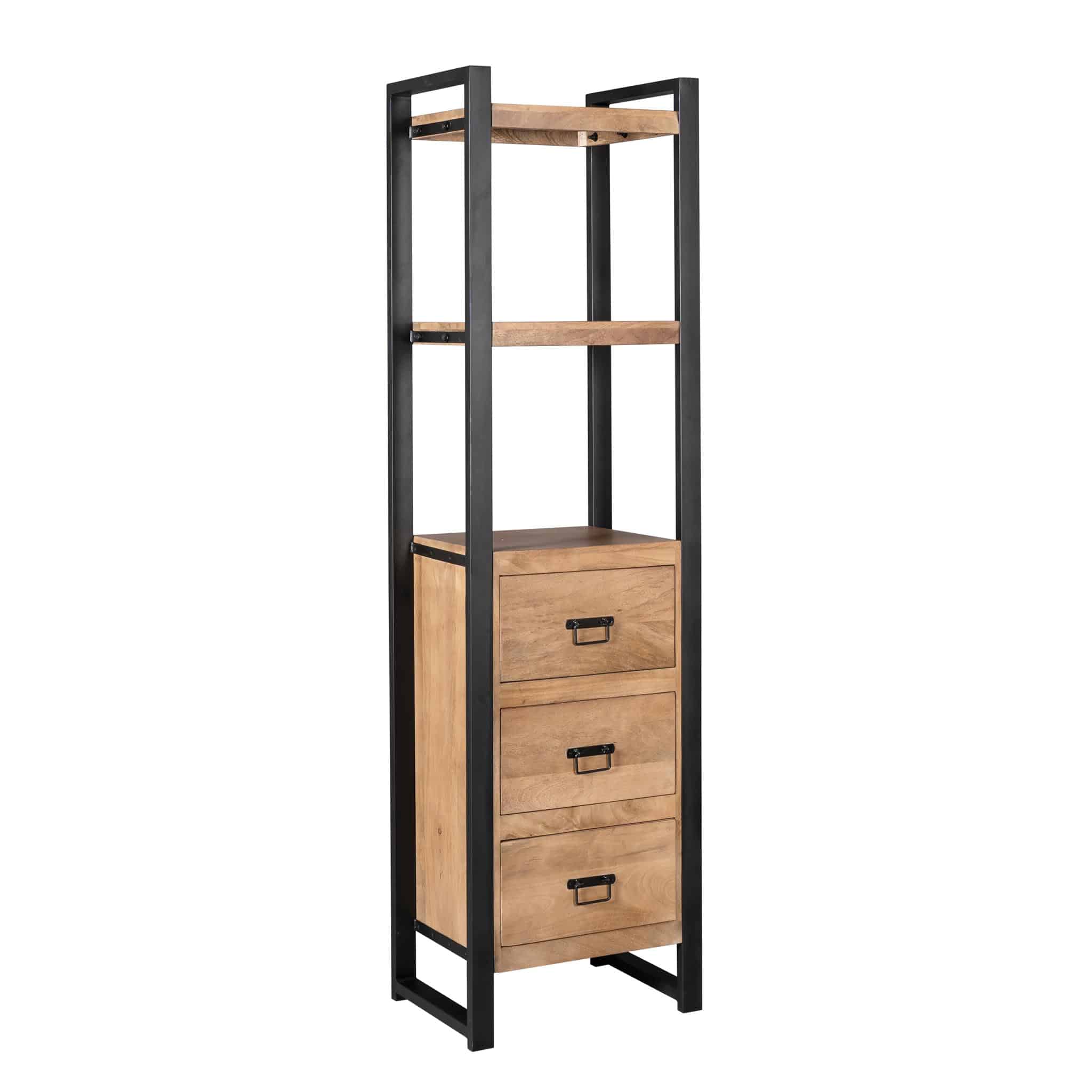 Starfurn Boekenkast Britt met lades Naturel Mangohout 55 cm