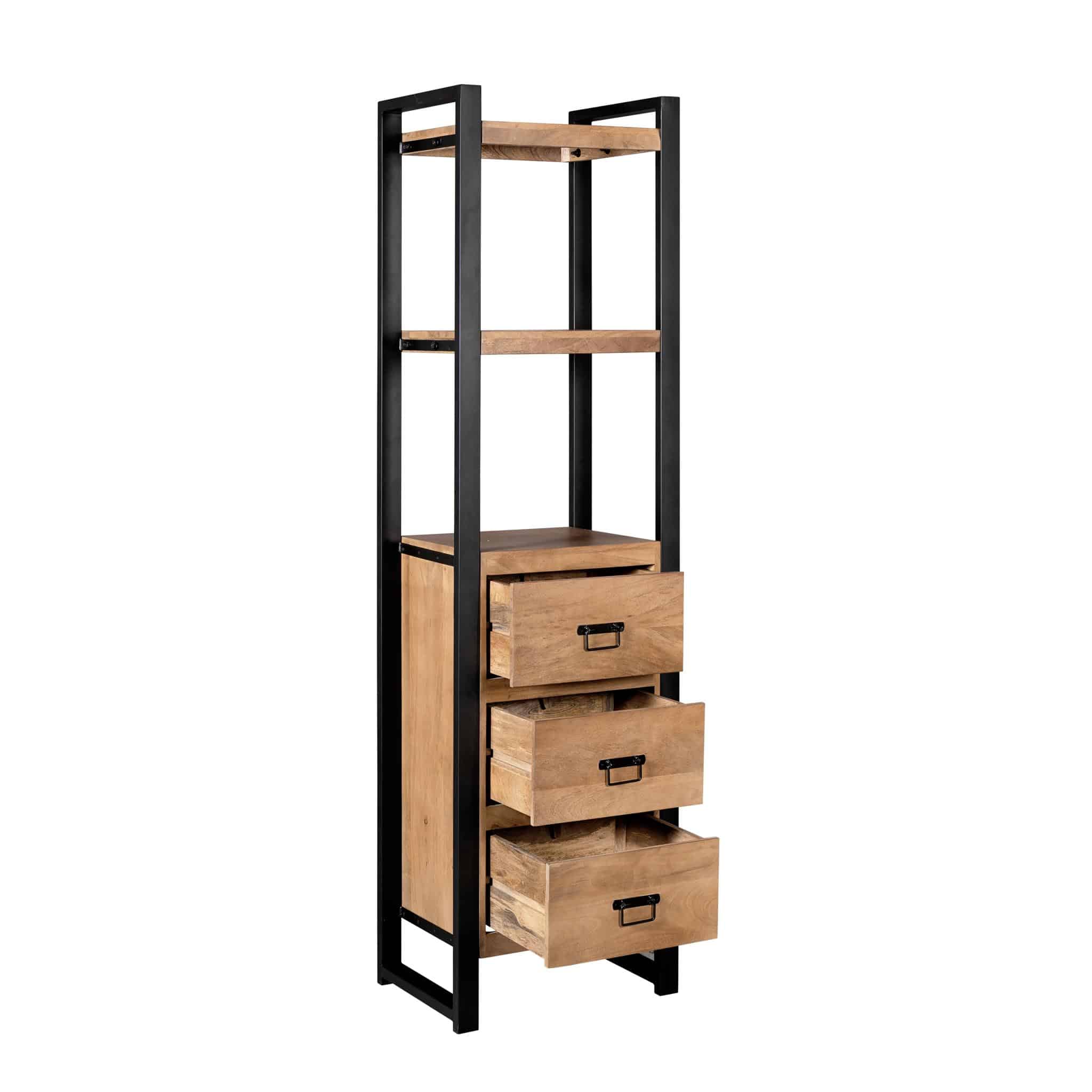 Starfurn Boekenkast Britt met lades Naturel Mangohout 55 cm