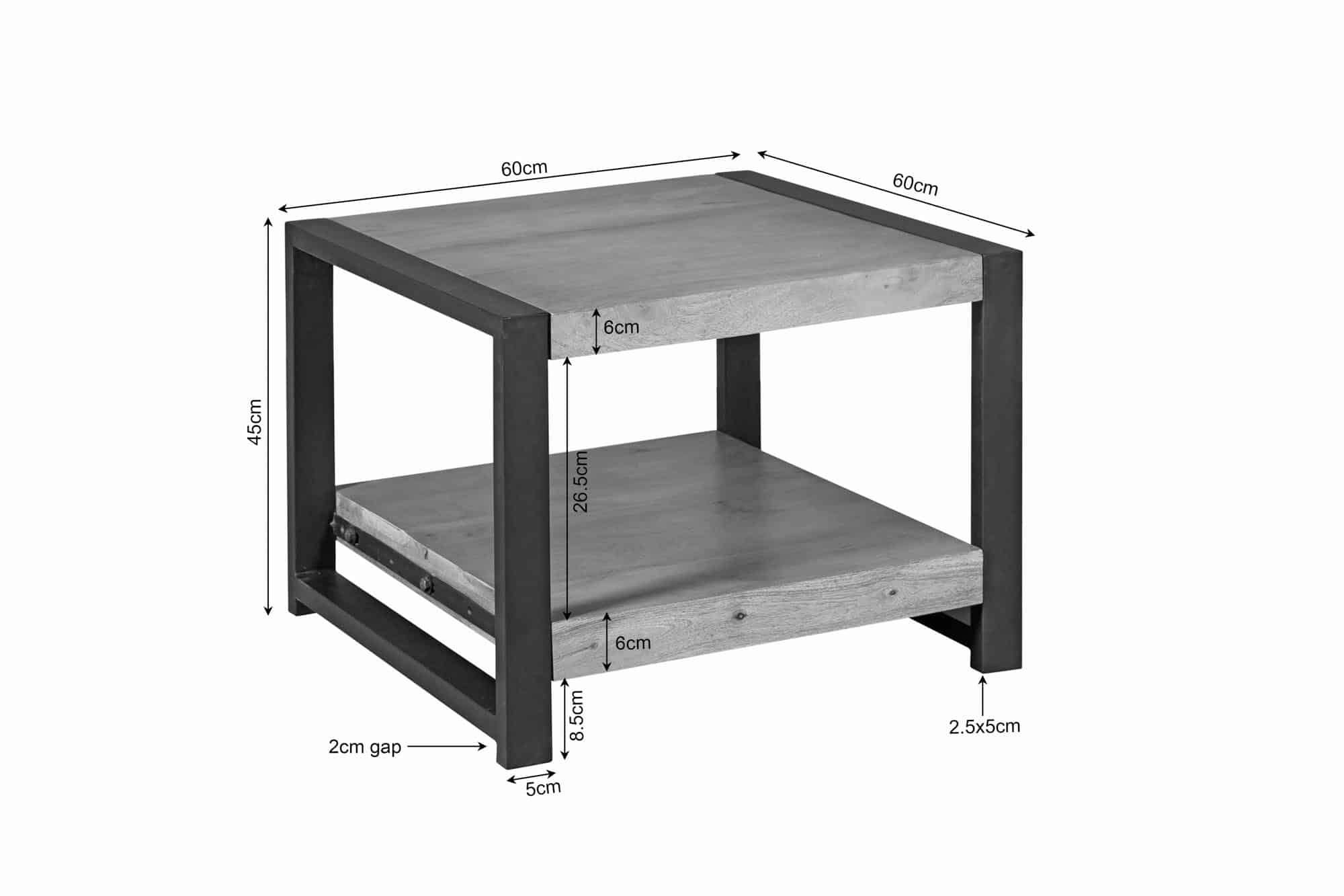 Starfurn Bijzettafel Britt met onderblad Naturel Mangohout 60 cm