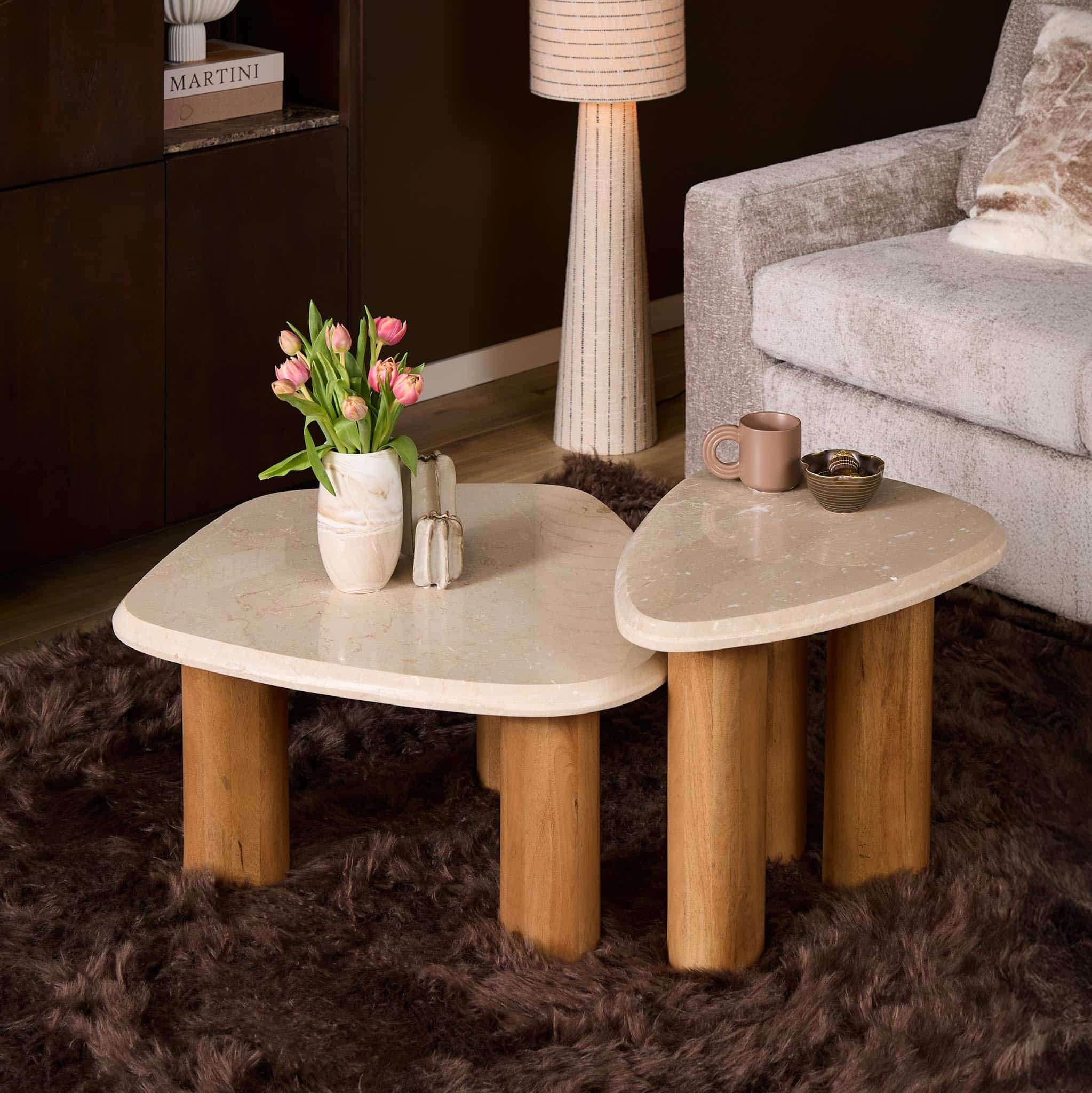 Starfurn Bijzettafel Nuvé Naturel Botticino marmer 60 cm