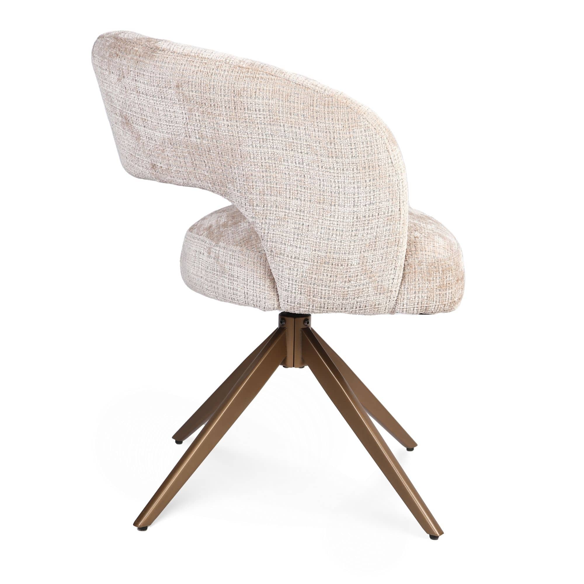 Starfurn Draaibare eetkamerstoel Demi met armleuning Beige Poot Brons