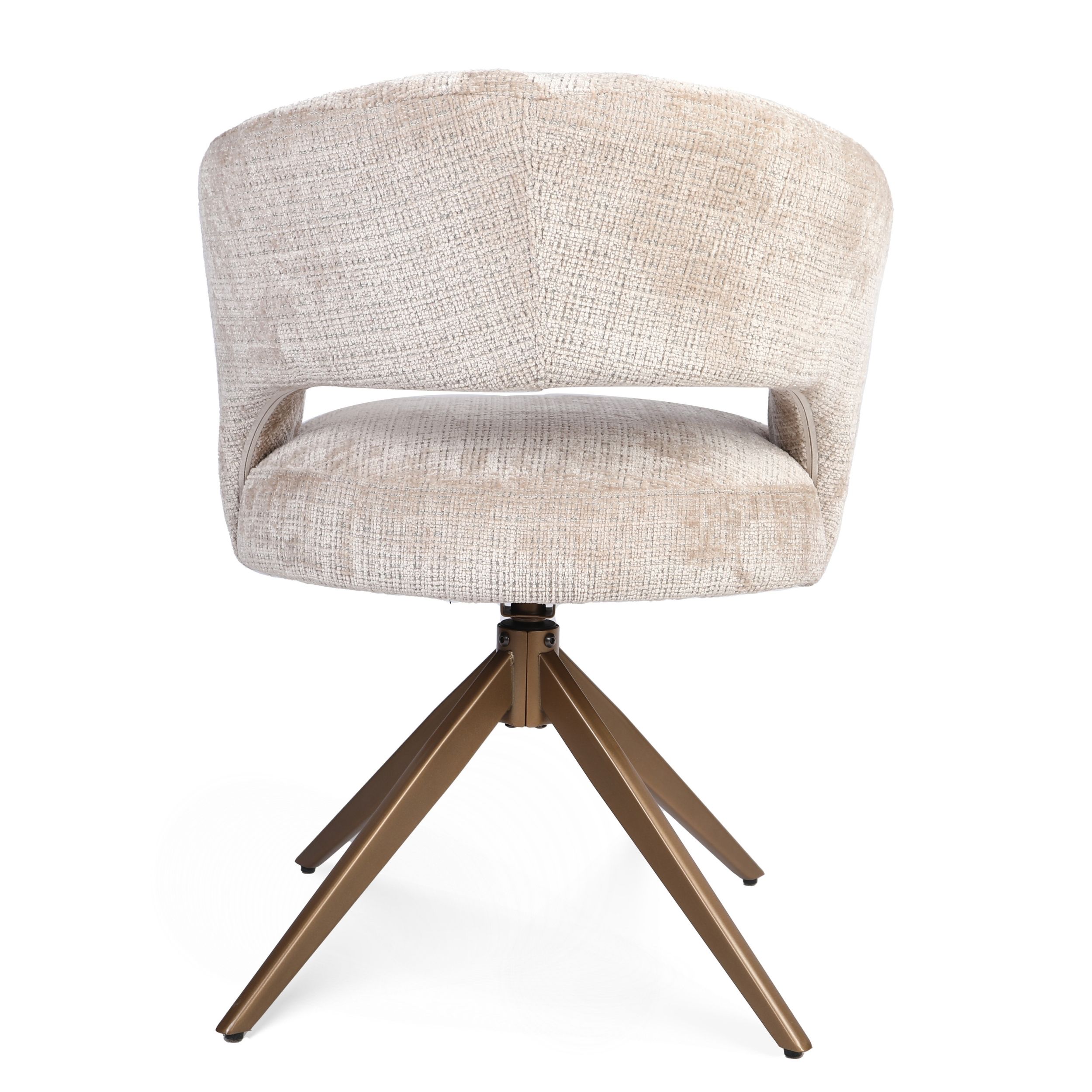 Starfurn Draaibare eetkamerstoel Demi met armleuning Beige Poot Brons