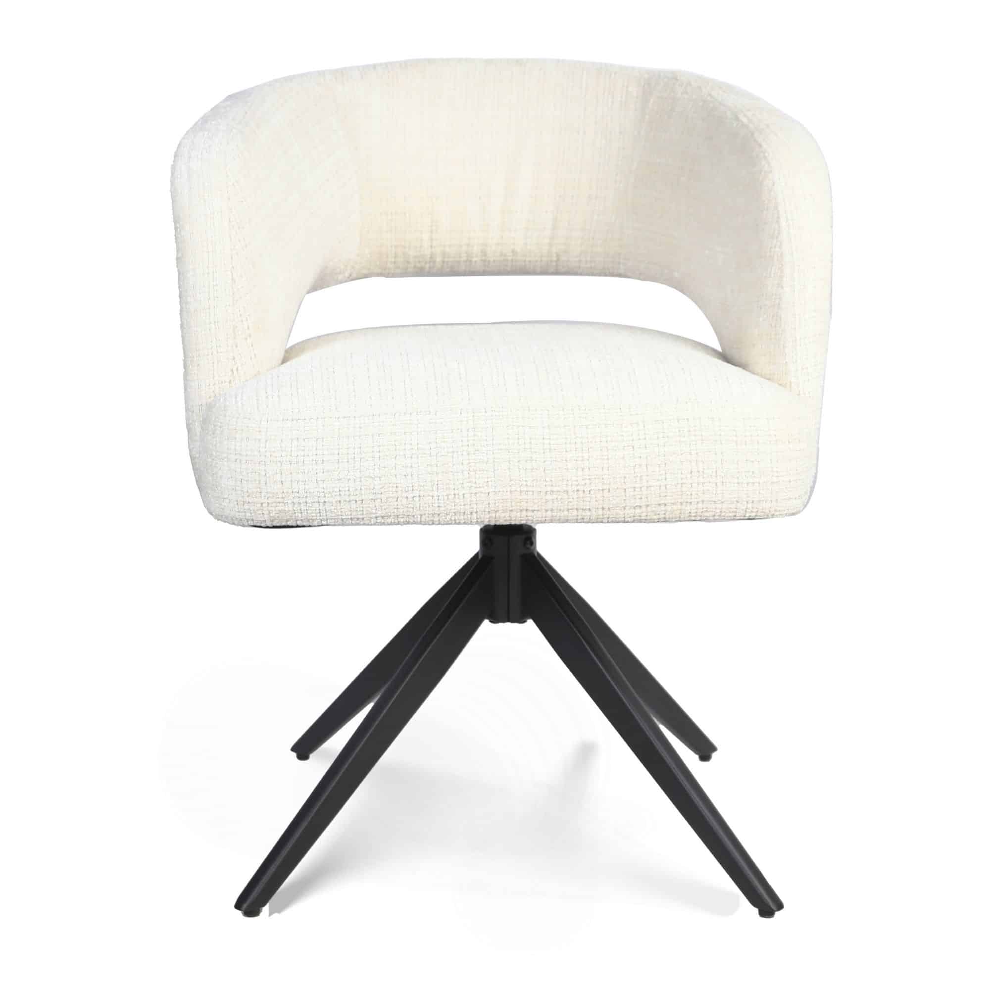 Starfurn Draaibare eetkamerstoel Demi met armleuning Off White Poot Zwart