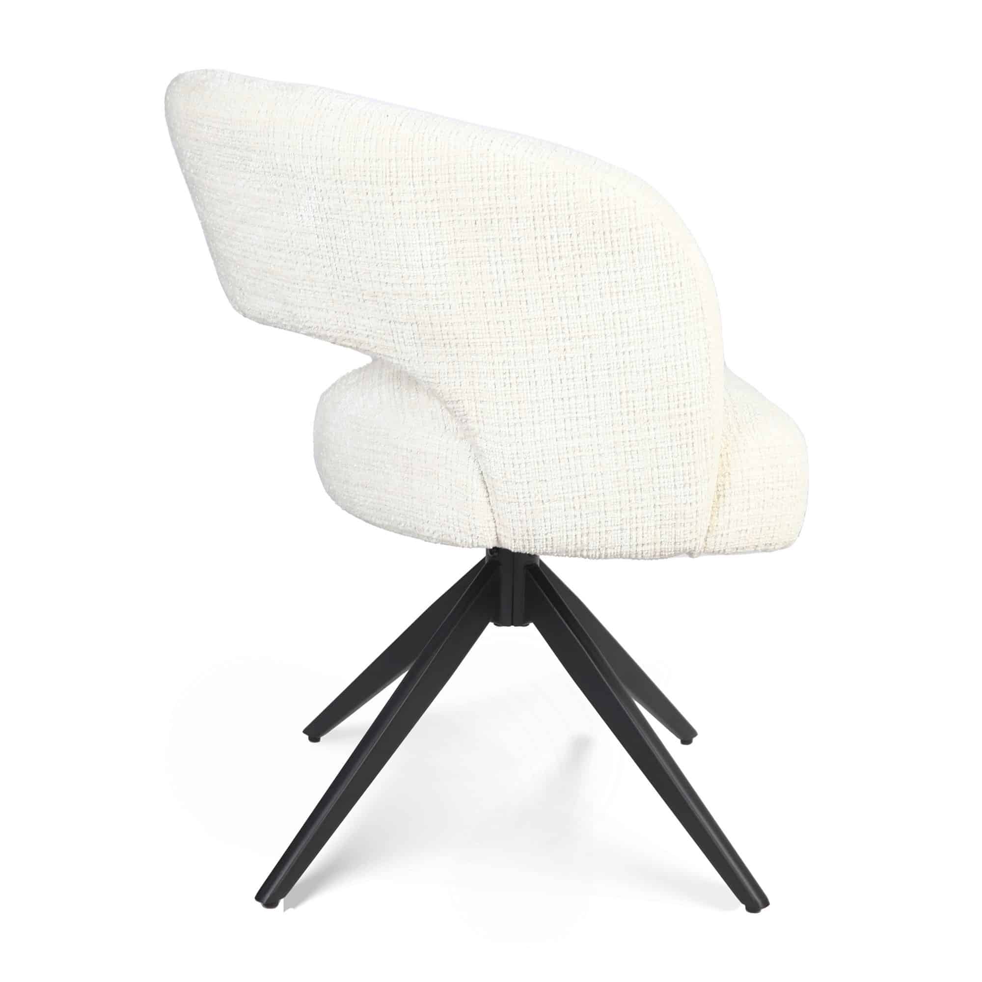 Starfurn Draaibare eetkamerstoel Demi met armleuning Off White Poot Zwart