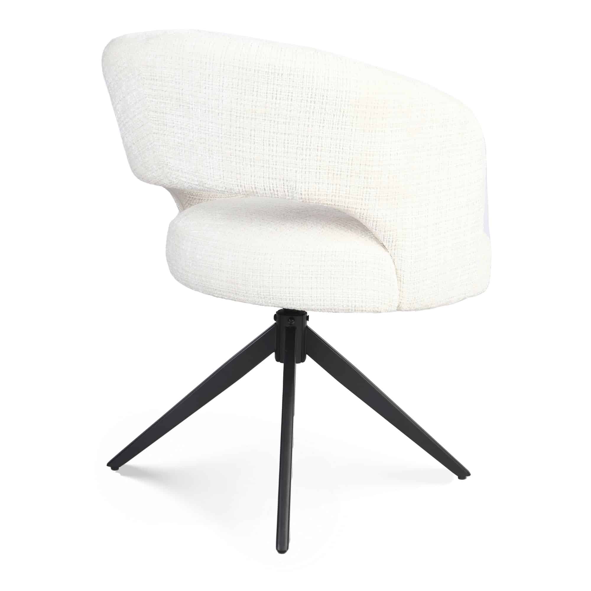 Starfurn Draaibare eetkamerstoel Demi met armleuning Off White Poot Zwart