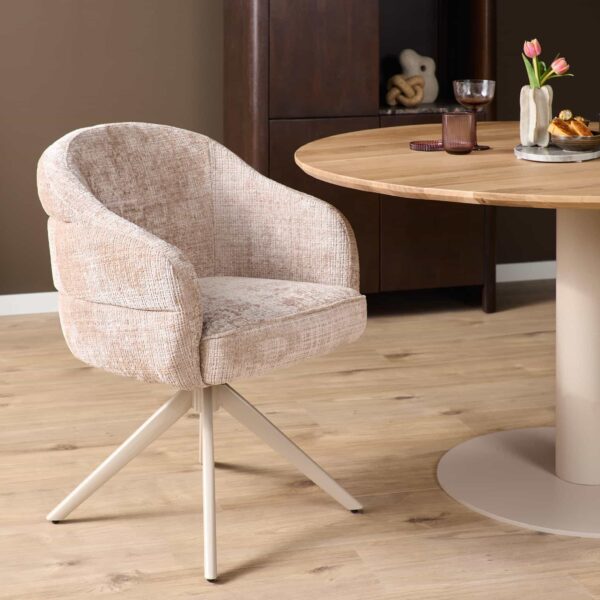 Starfurn Draaibare eetkamerstoel Bella Beige Poot Zand