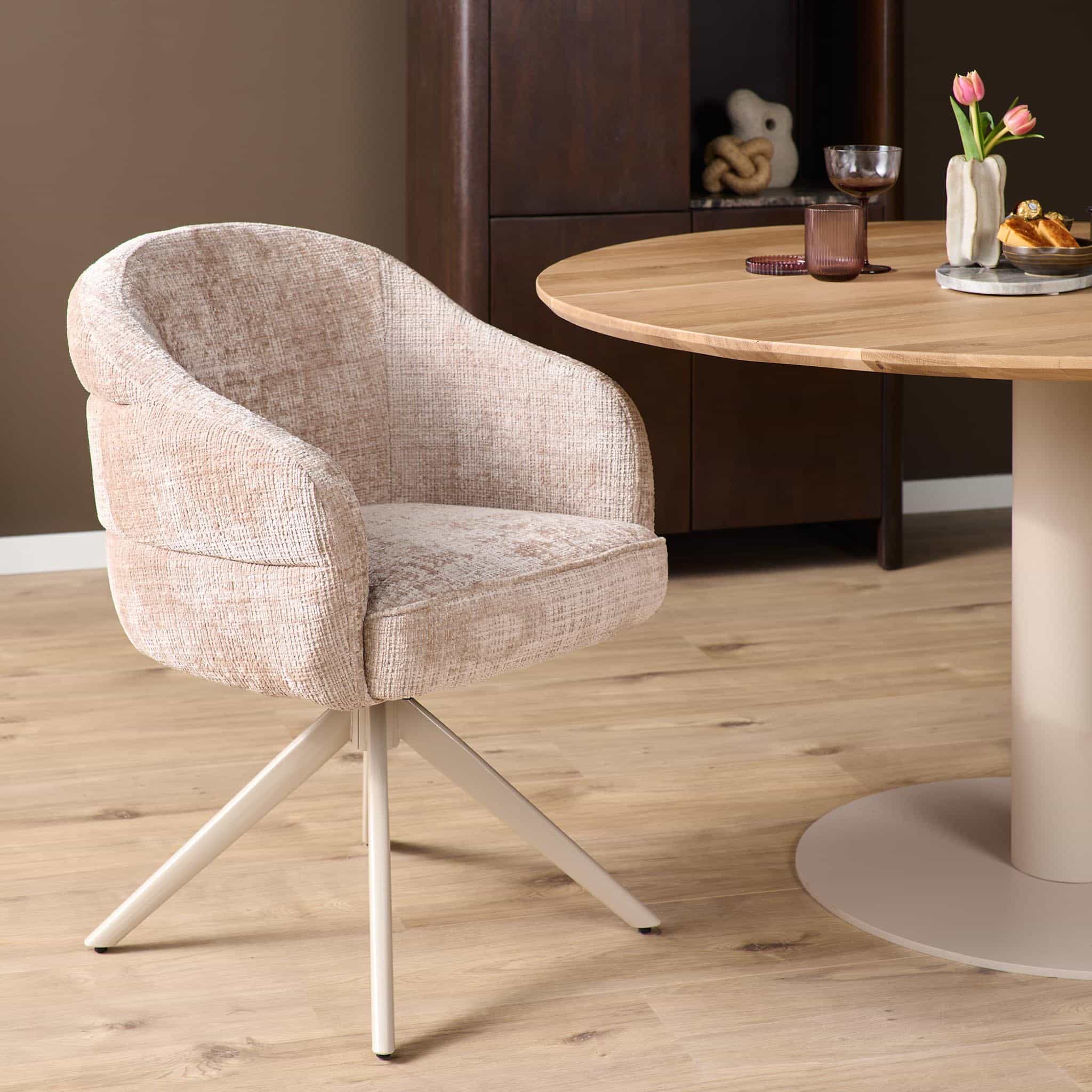 Starfurn Draaibare eetkamerstoel Bella Beige Poot Zand