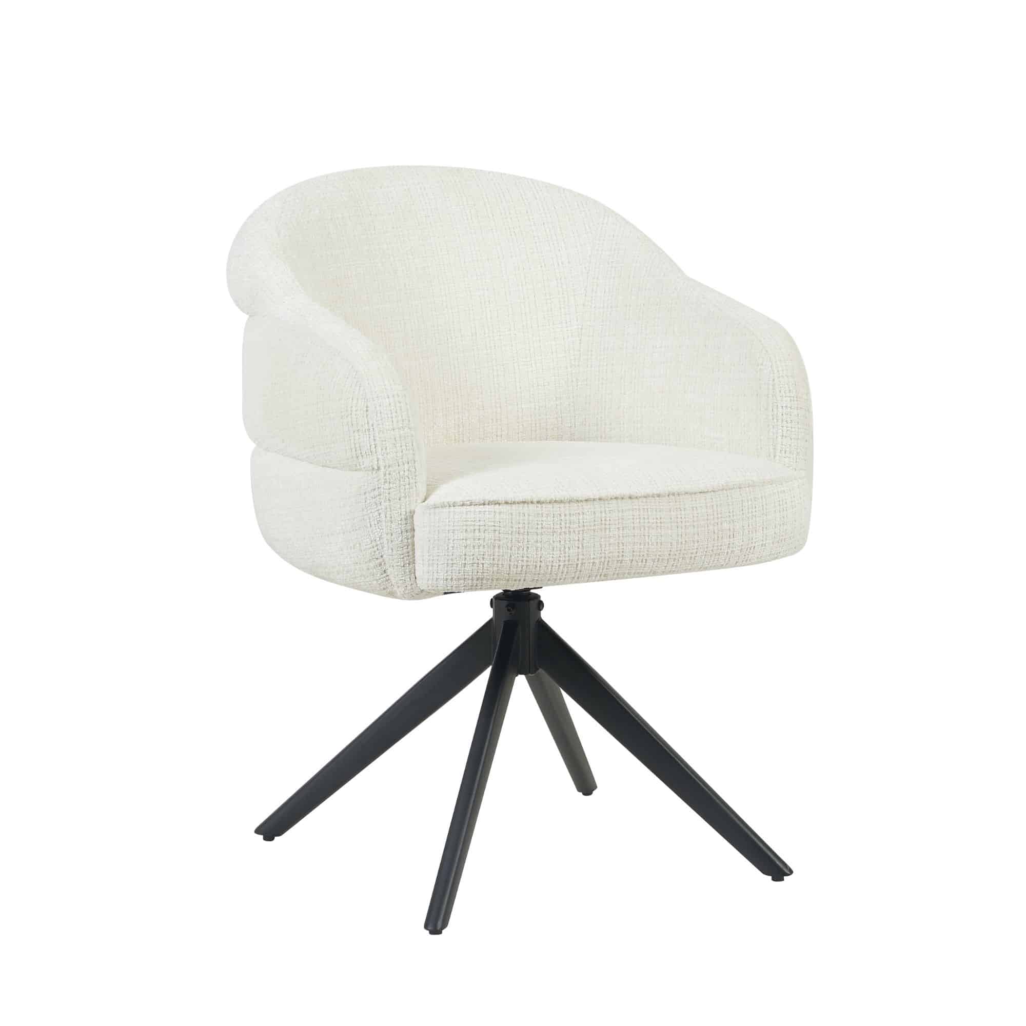 Starfurn Draaibare eetkamerstoel Bella Off White Poot Zwart