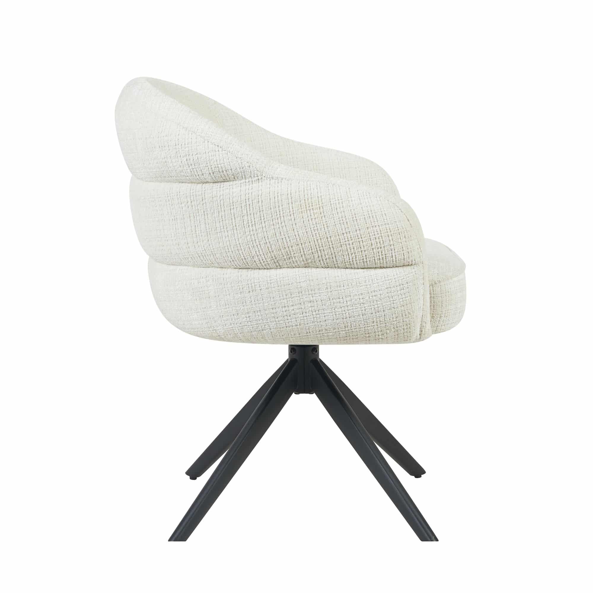 Starfurn Draaibare eetkamerstoel Bella Off White Poot Zwart
