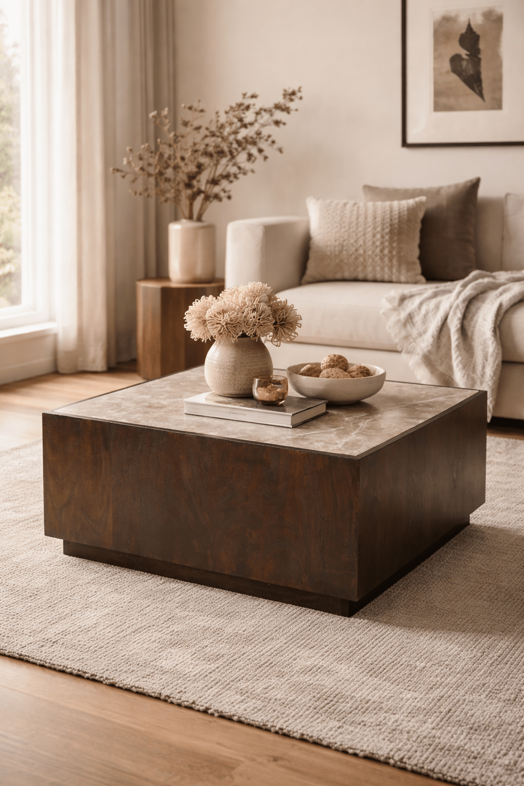 Starfurn Salontafel Moos Bruin Marmer 80 cm