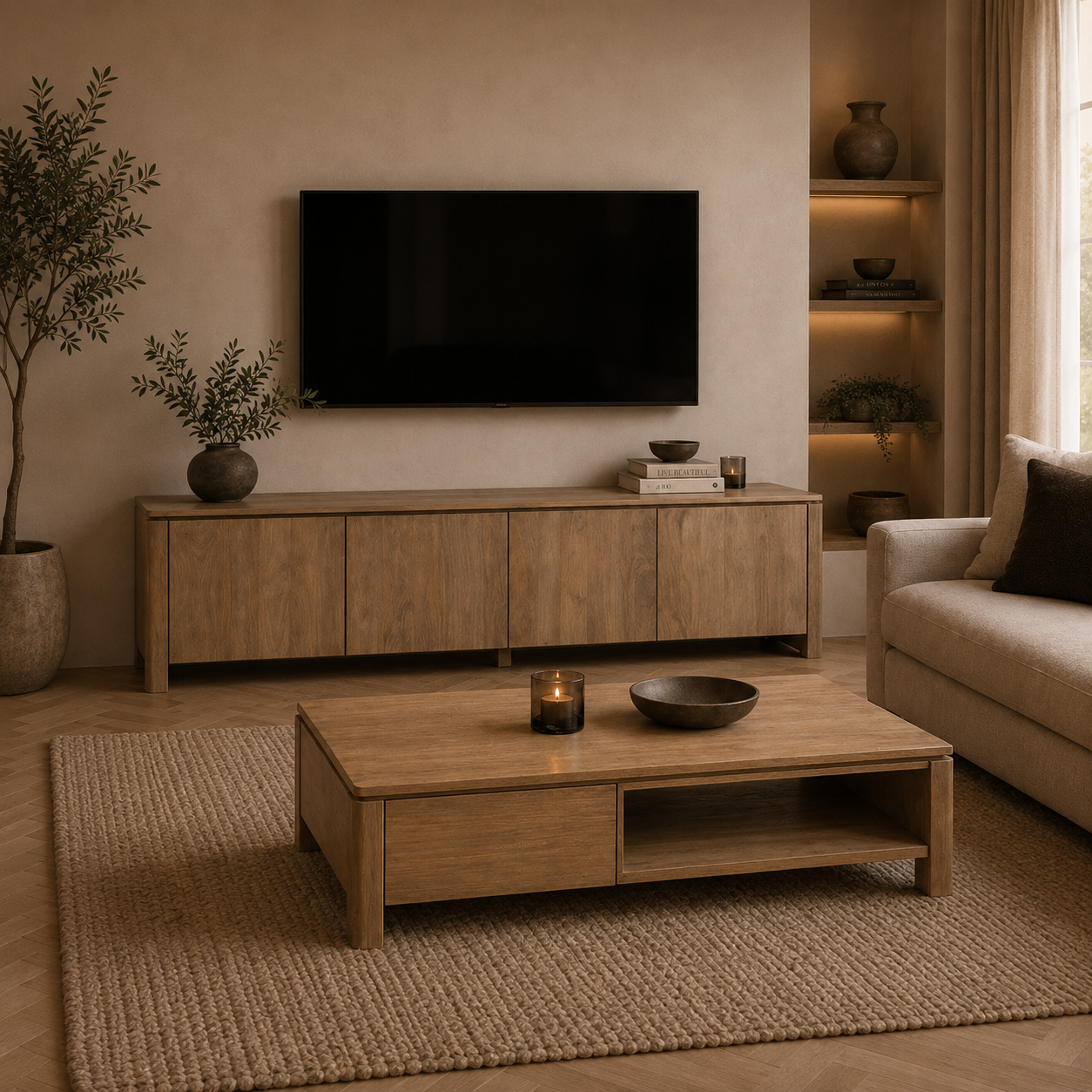 Starfurn Tv meubel Dallas Naturel Mangohout 210 cm
