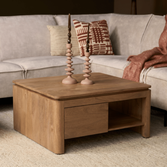 Starfurn Vierkante Salontafel Dallas Naturel Mangohout 80 cm