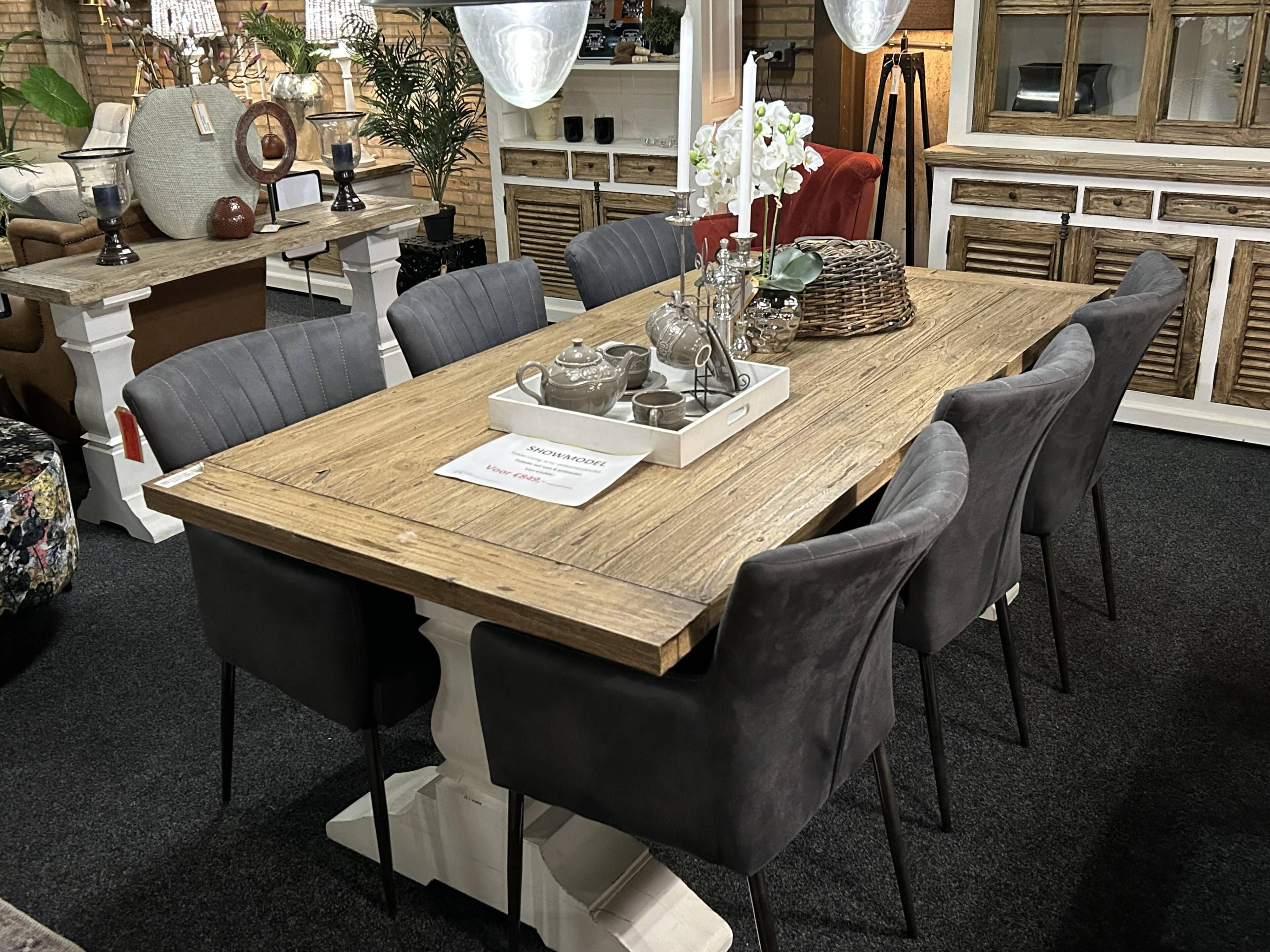SHOWMODEL Tower Living set van 6 stuks arm/ eetkamerstoelen Toledo antraciet