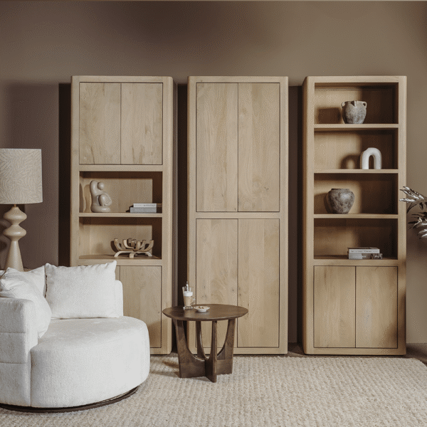 Tower Living boekenkast Tenna 80x45x220 cm mangohout naturel