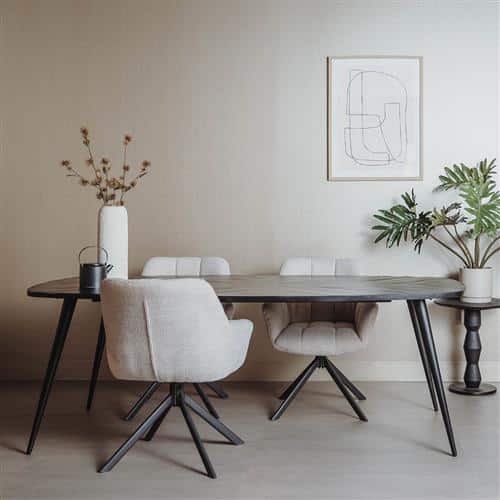 Tower Living eettafel Giovanni 180x100x78 cm zwart mangohout