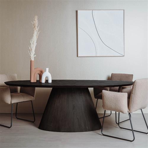 Tower Living eettafel Premana ovaal 260x120x77 cm zwart mangohout
