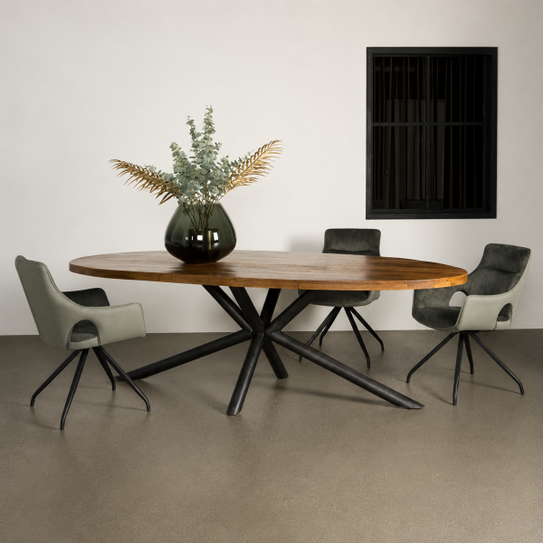 Tower Living eettafel Selva ovaal 200x100x77 cm bruin mangohout