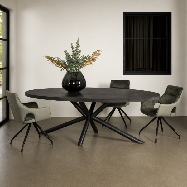 Tower Living eettafel Selva ovaal 240x110x77 cm zwart mangohout