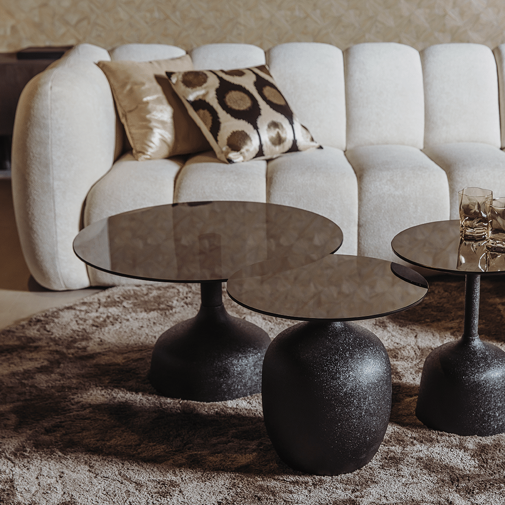 Tower Living salontafel Elba 70x70x40 cm rond glas zwart