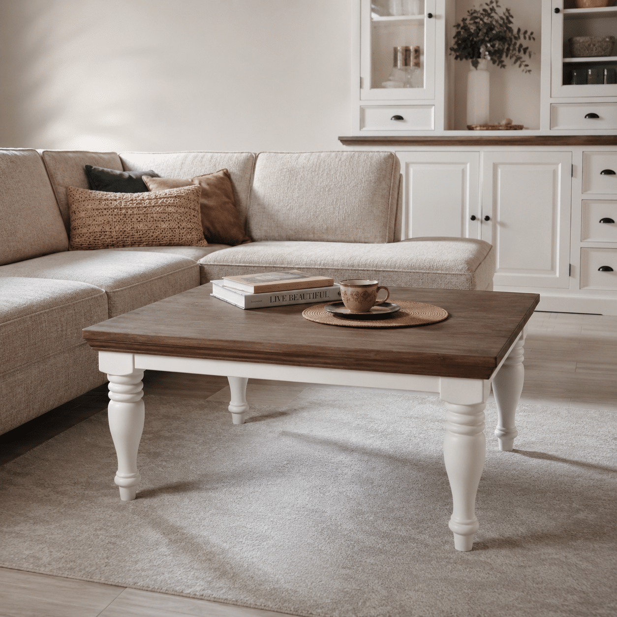 Tower Living salontafel Fleur ronde poot 100x100x45 cm grenen