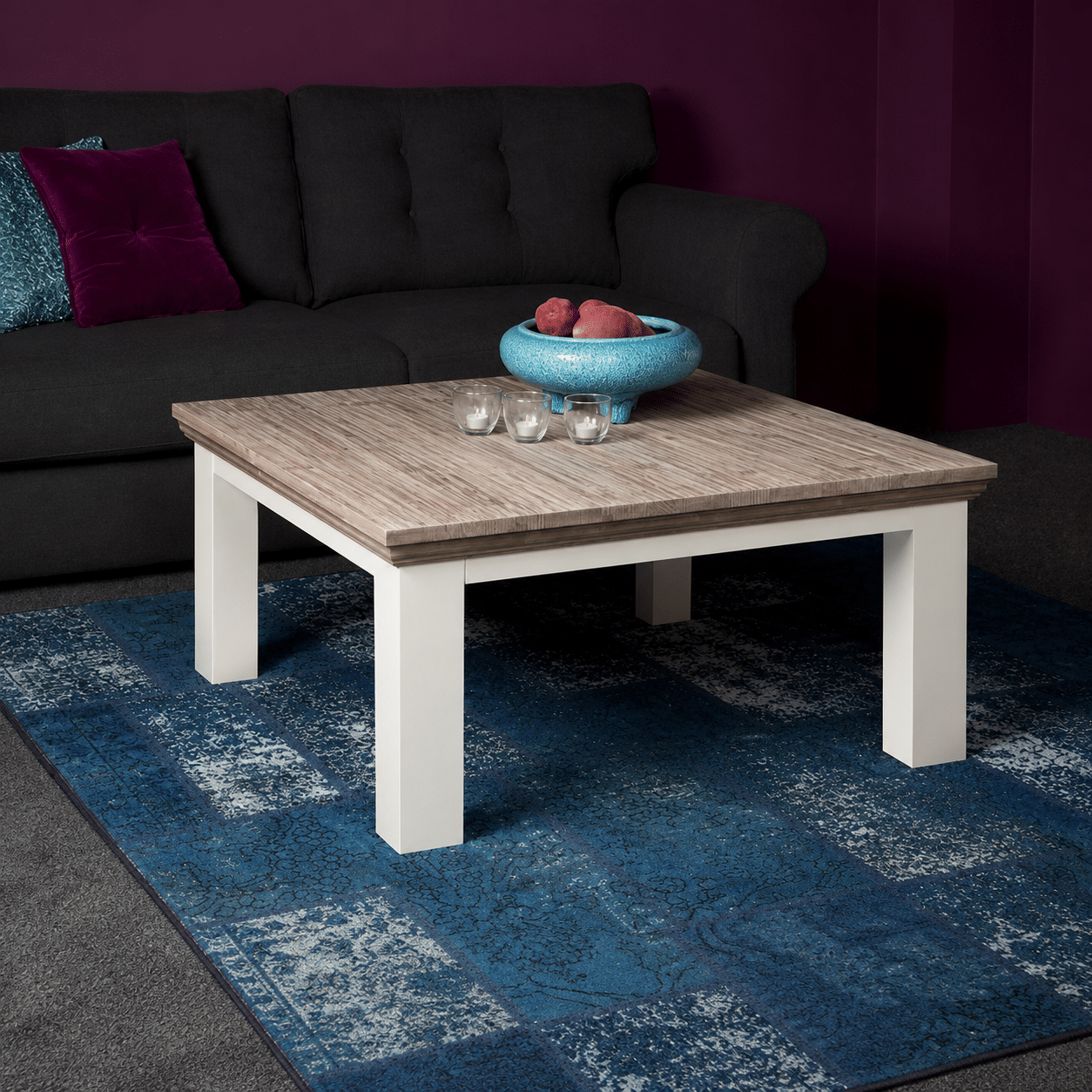 Tower Living salontafel Fleur square poot 100x100x45 cm grenen