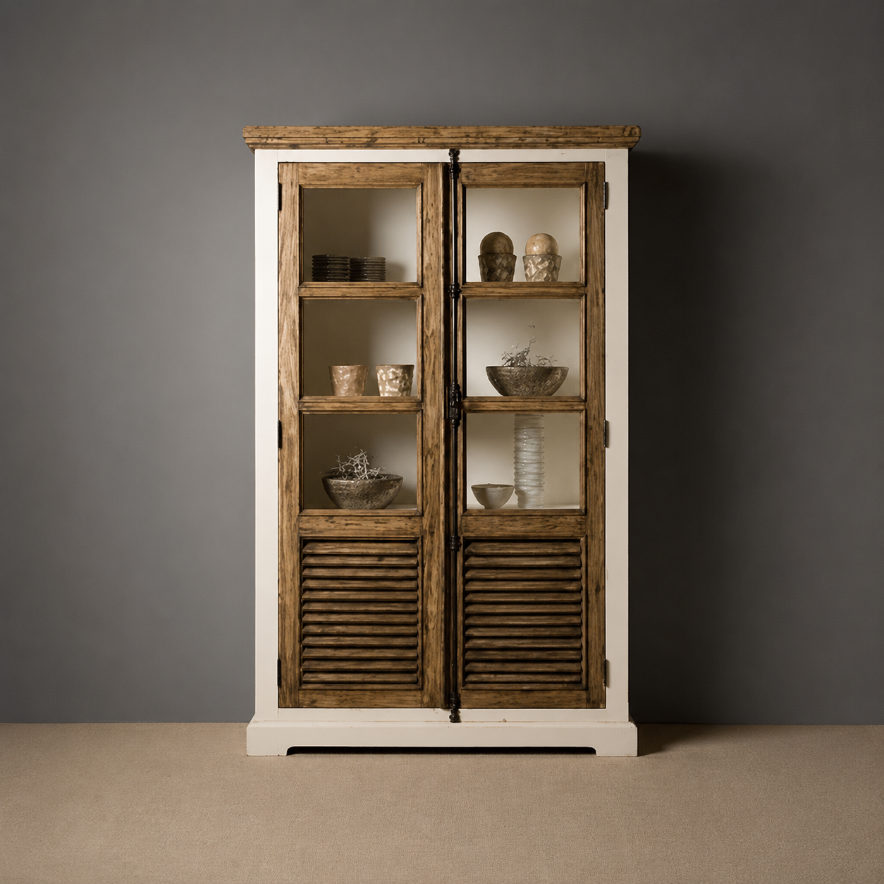 Tower Living vitrinekast Amanda 120x40x190 cm grenen