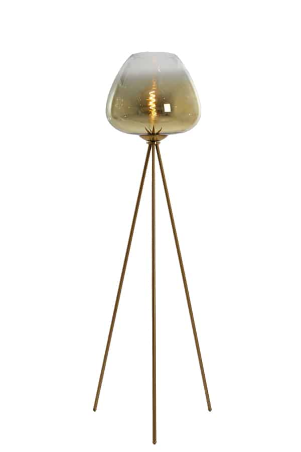 Light & Living vloerlamp driepoot Ø42x146 cm Mayson glas goud-helder+goud