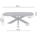 afmetingen Nijwie MySons Salontafel deens ovaal 120, Mango Ashblond - Akagi Table Collection