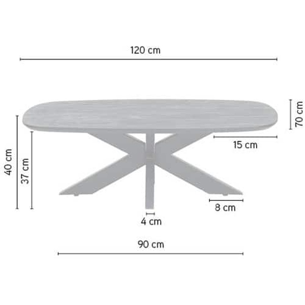 afmetingen Nijwie MySons Salontafel deens ovaal 120, Mango Smooth Natural - Akagi Table Collection